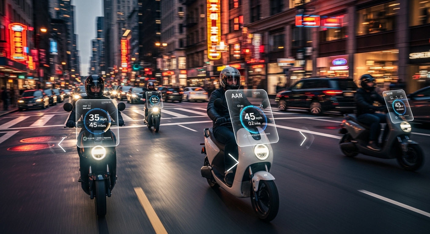 A sleek urban street scene