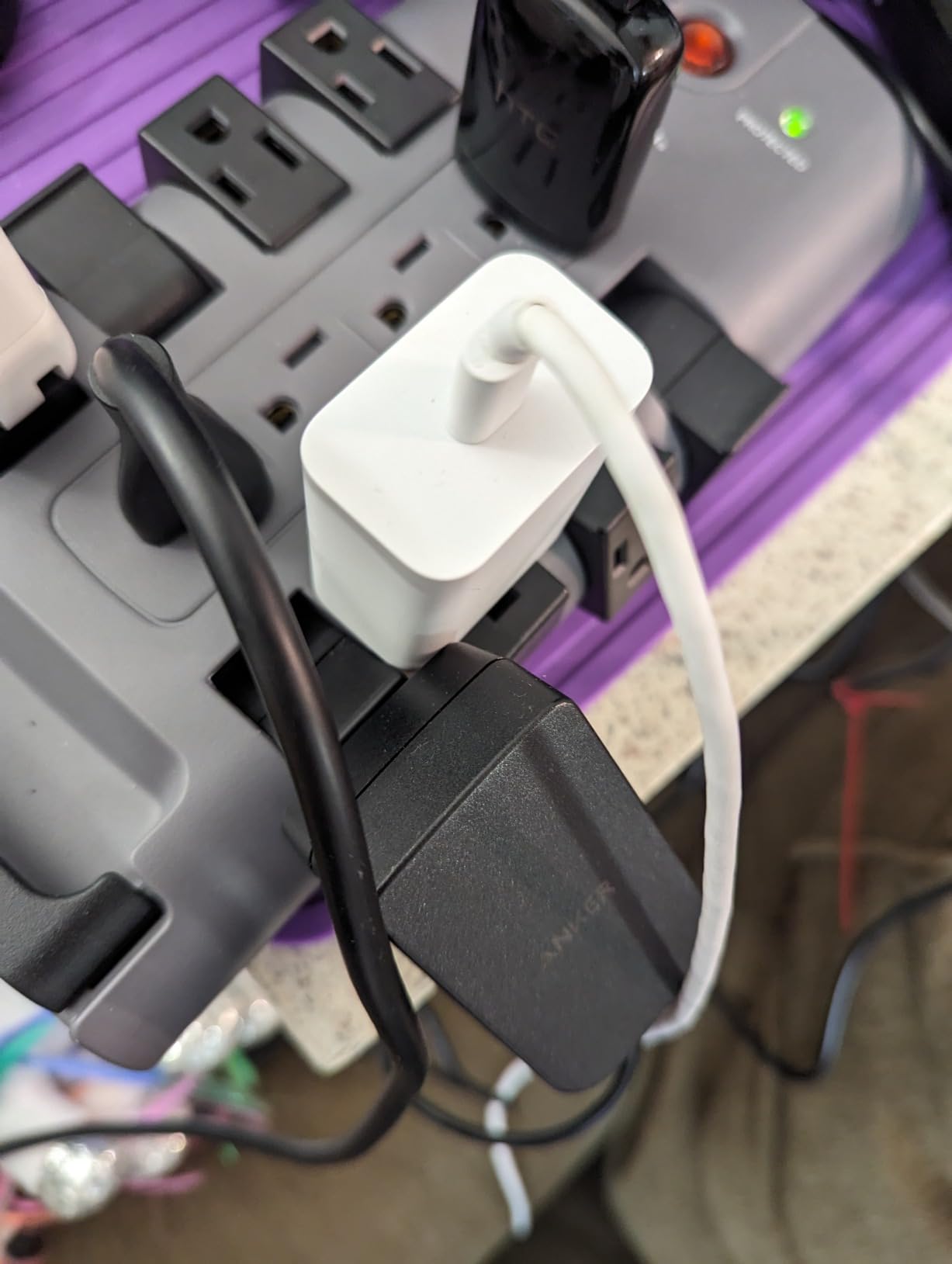 Belkin Surge Protector Power Strip w/ 8 Rotating & 4 Standard Outlets - 8ft Sturdy Extension Cord w/ Flat Pivot Plug for Home, Office, Travel, Desktop & Charging Brick - 4320 Joules of Protection customer photo 2