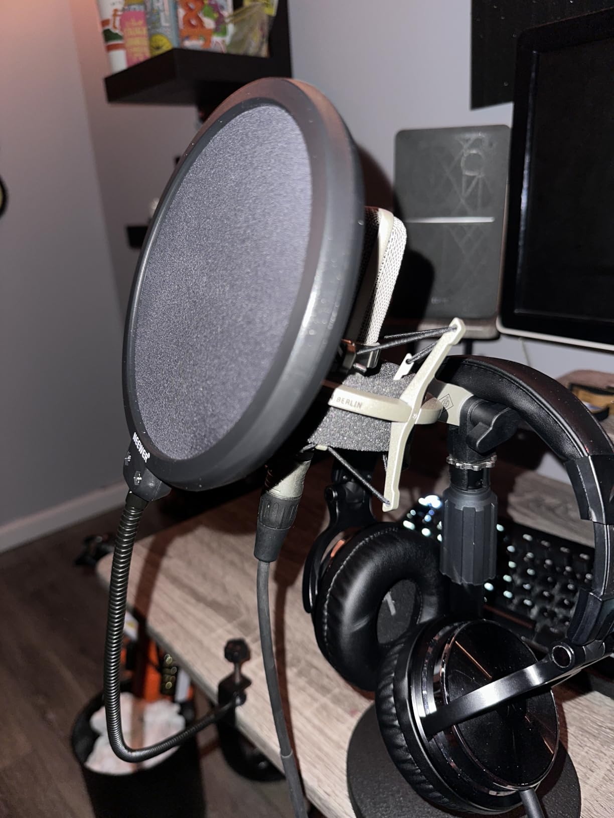 Neewer Professional Microphone Pop Filter Shield Compatible with Blue Yeti and Any Other Microphone, Dual Layered Wind Pop Screen With A Flexible 360 Degree Gooseneck Clip Stabilizing Arm - Customer Photo 1