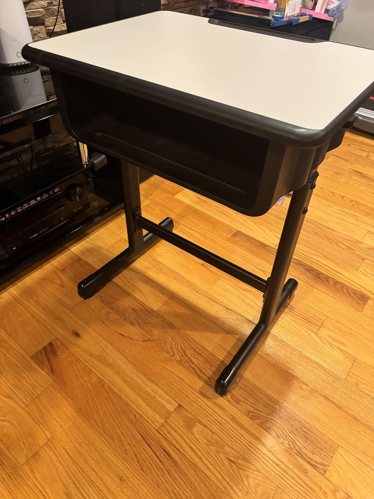 Flash Furniture Billie Open Front Student Desk for Classrooms or Remote Learning, Height Adjust School Desk with Book Box and Bag Hooks, Black/Gray - Customer Photo 2