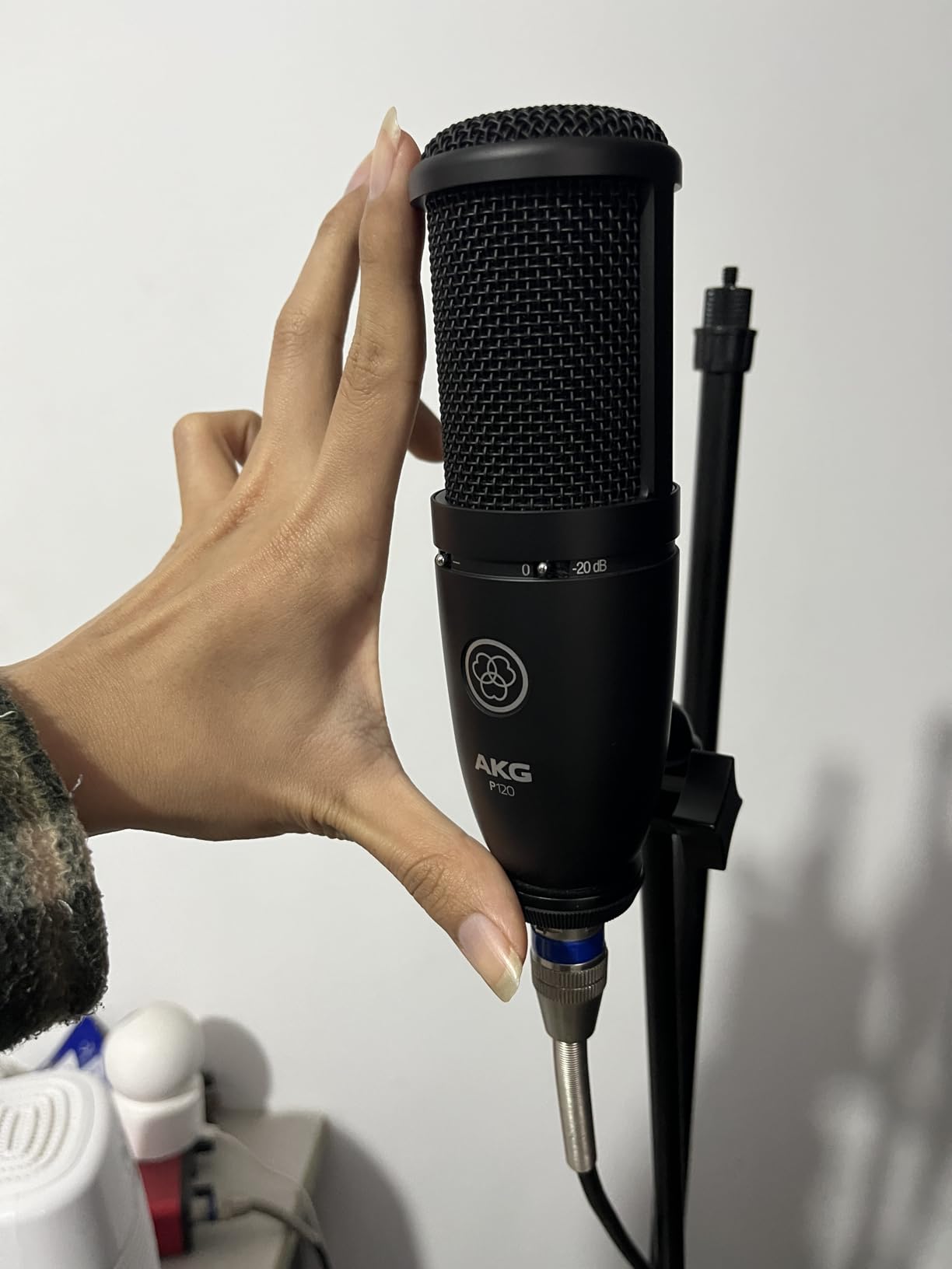 AKG Pro Audio P120 - Affordable 2/3-Inch Diaphragm Condenser Microphone for Clear Vocals & Instruments. Studio Recording or Live. XLR Connector. Black - Customer Photo 3