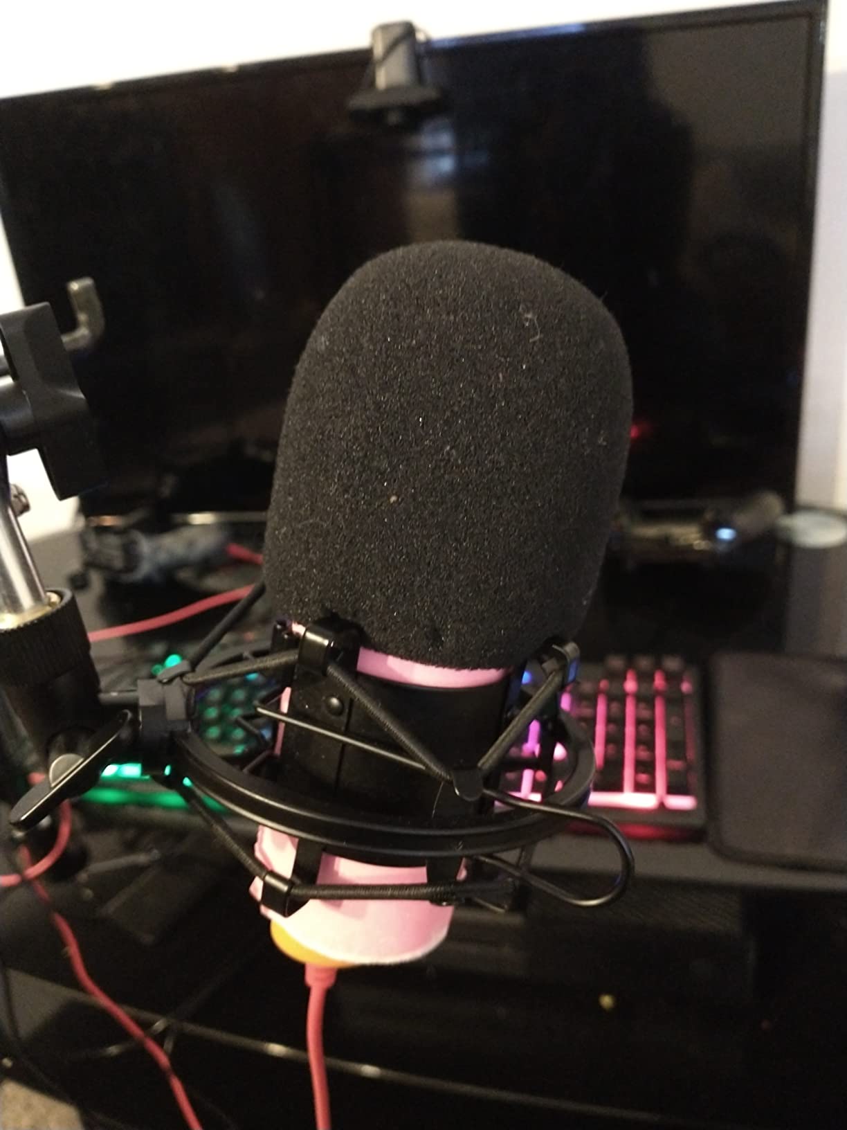 Professional Cardioid Condenser Microphone with Tripod Stand for PC, Laptop, iPhone, iPad, Android Phones, Tablets, Xbox and YouTube Recording, Black - Customer Photo 2