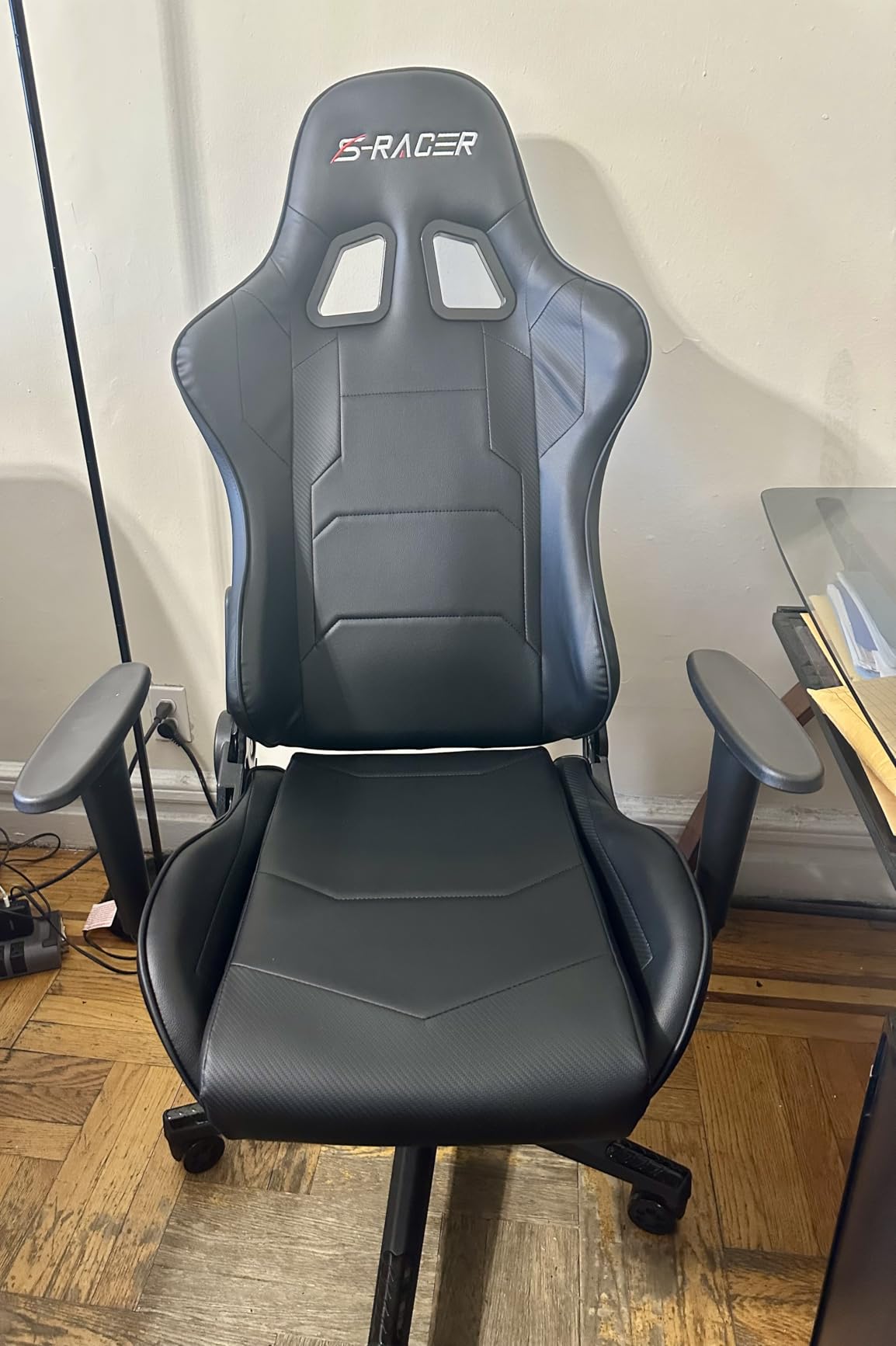 Homall Gaming Chair, Office Chair High Back Computer Chair Leather Desk Chair Racing Executive Ergonomic Adjustable Swivel Task Chair with Headrest and Lumbar Support (White) customer photo 1