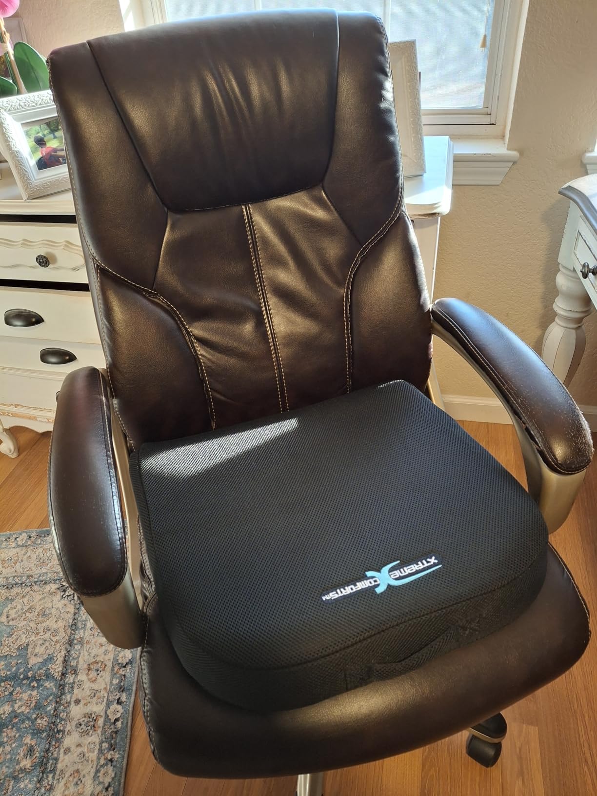 Xtreme Comforts Seat Cushions | Office Chair Cushions for Desk, Car, Wheelchair| Ergonomic Memory Foam Seat Cushion for Support & Comfort | Helps Improve Sitting Posture for Work & Body Relief (1 Pc) - Customer Photo 1