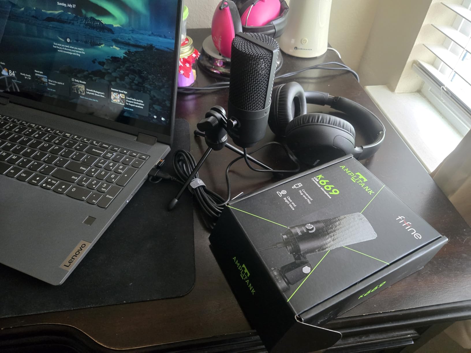 FIFINE USB Microphone, Metal Condenser Recording Microphone for MAC OS, Windows, Cardioid Laptop Mic for Recording Vocals, Voice Overs, Streaming, Meeting and YouTube Videos-K669B - Customer Photo 2
