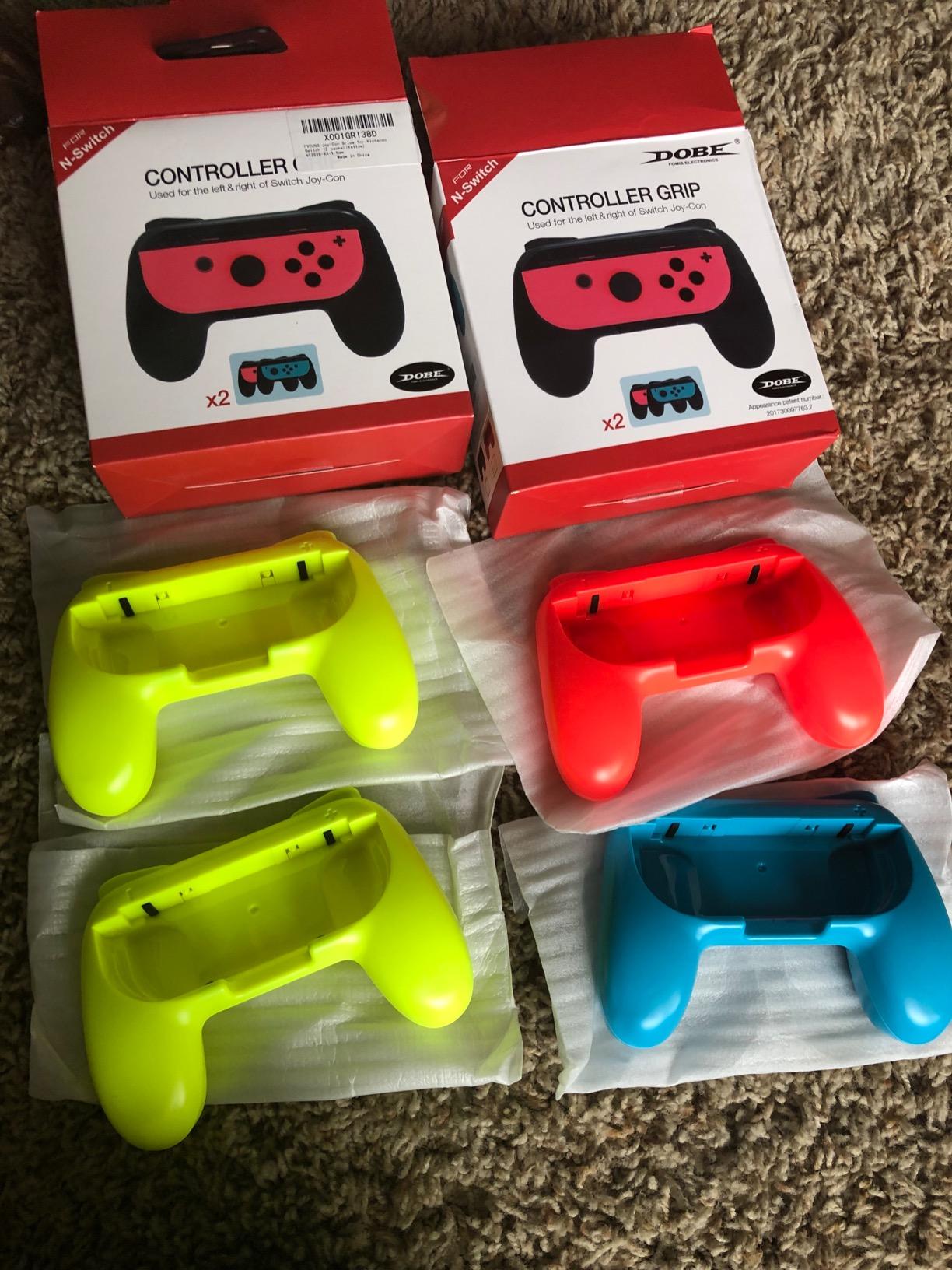 FYOUNG Hand Grips Compatible with Switch/Switch OLED Model Controllers, Grip Compatible with Switch Joy Con- Green and Pink (2 Packs) - Customer Photo 2