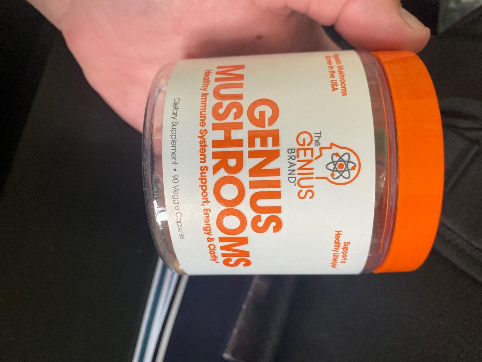 The Genius Brand Genius Mushrooms - Plant-Based Supplement for Immune, Focus & Energy Support - Lion's Mane, Cordyceps & Reishi - Organic & Non-GMO - 90 Veggie Capsules - Customer Photo 2