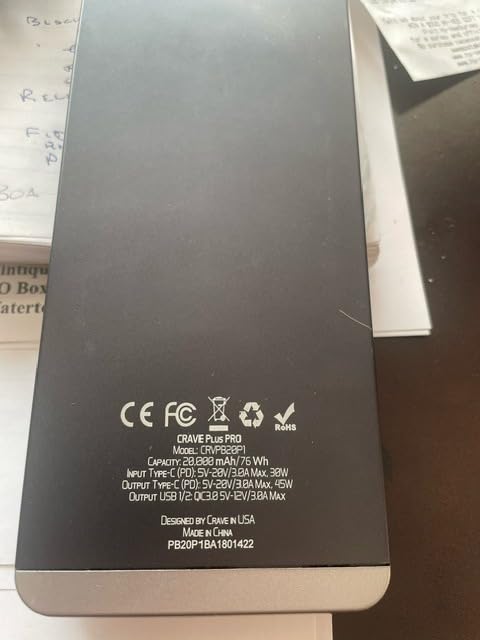 Crave PD Power Bank, Plus PRO Aluminum Portable Charger with 20000mAh [Quick Charge QC3.0 Dual Ports + Power Delivery PD Type C 45W] External Battery Pack for MacBook, iPhone, Samsung and More - Customer Photo 5