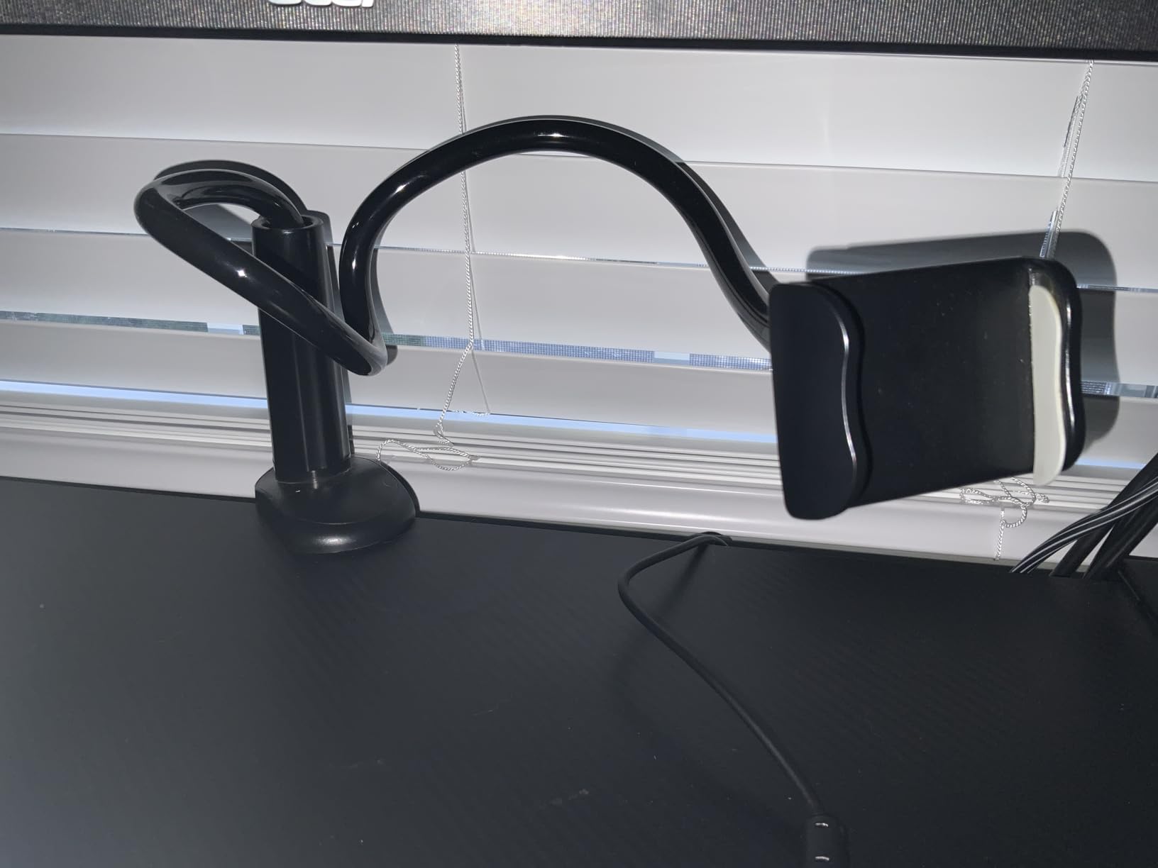 Cell Phone Clip Bed Stand Holder, with Grip Flexible Long Arm Gooseneck Bracket Mount Clamp for Desk, Compatible with iPhone 14 Pro Max XR X 8 7 6 or Other 3.5-7