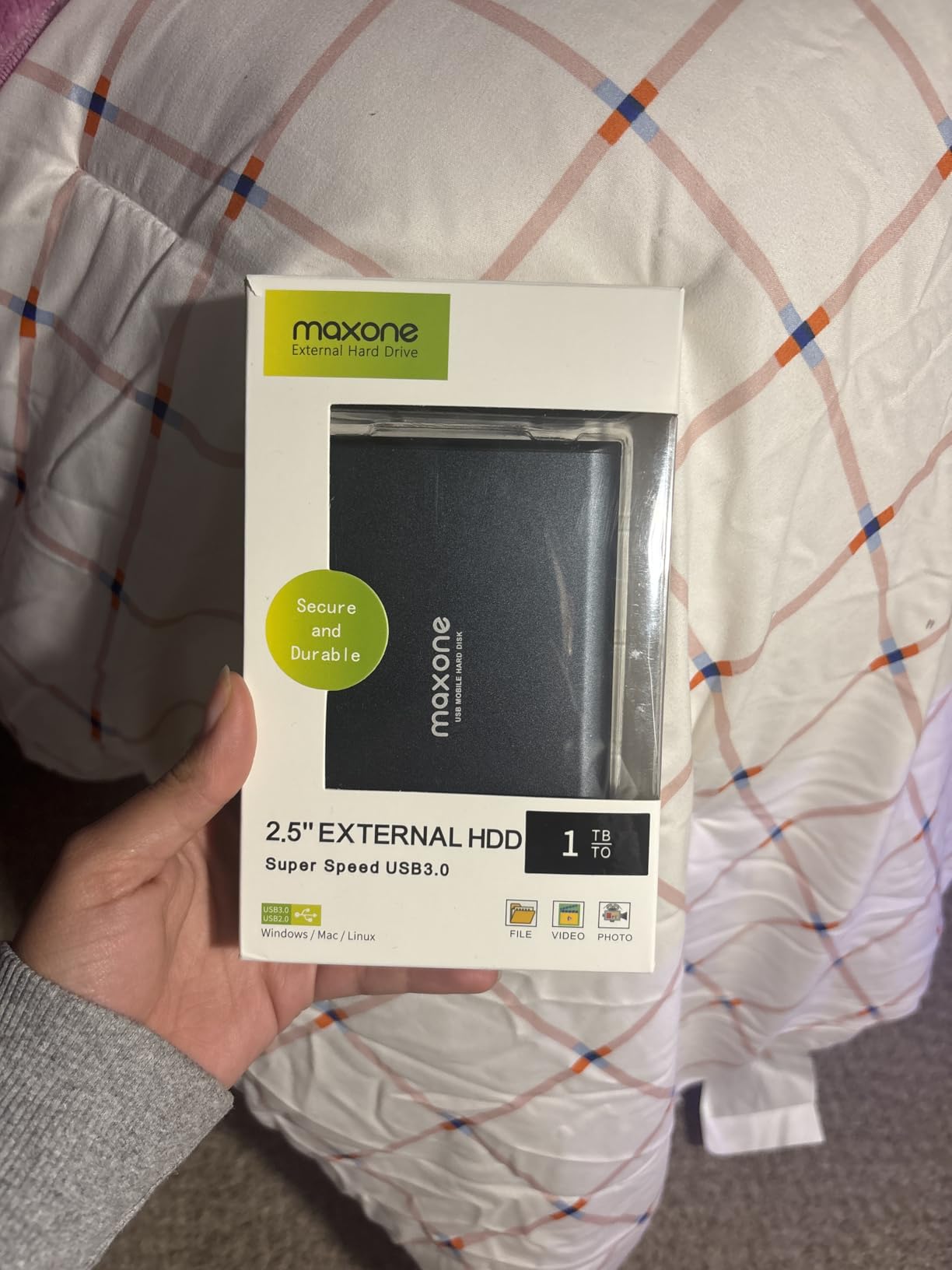 Maxone 1TB Ultra Slim Portable External Hard Drive HDD USB 3.0 Compatible with PC, Laptop, Charcoal Grey - Customer Photo 1