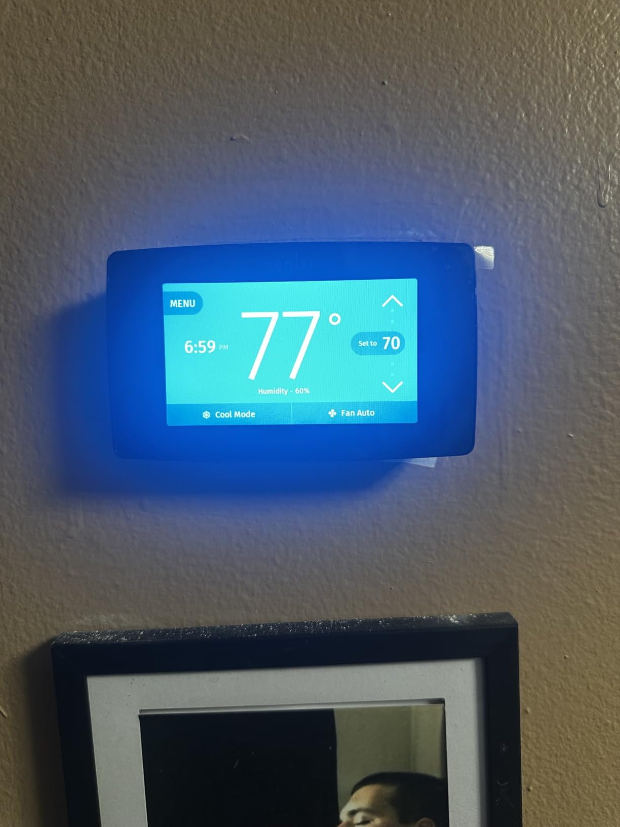 EMERSON Sensi Touch Wi-Fi Smart Thermostat with Touchscreen Color Display, Works with Alexa, Energy Star Certified, C-wire Required, ST75W , White - Customer Photo 1