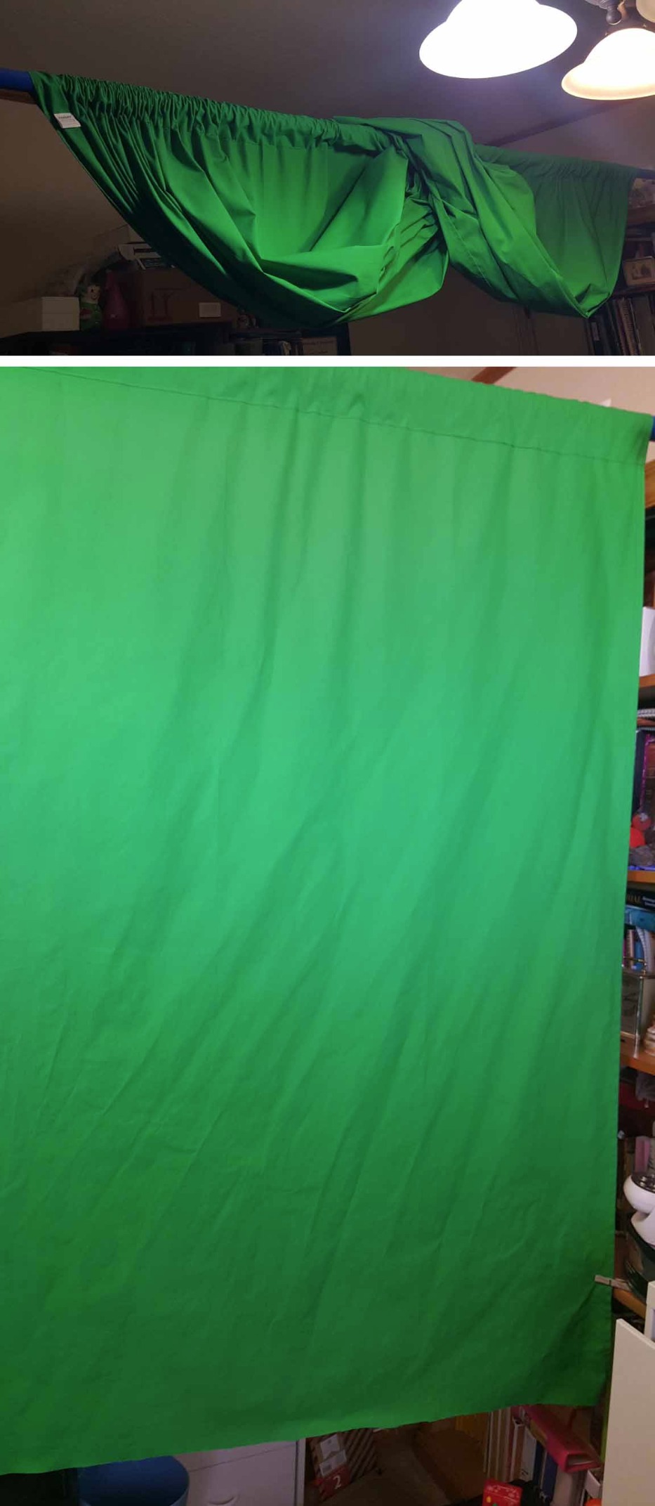 EMART Green Screen Backdrop, 6 x 9 Ft Photography Greenscreen Background Sheet Fabric Kit for YouTube Video Streaming Zoom, Small Photo Chromakey Polyester Cloth Curtain with 4 Clip - Customer Photo 1
