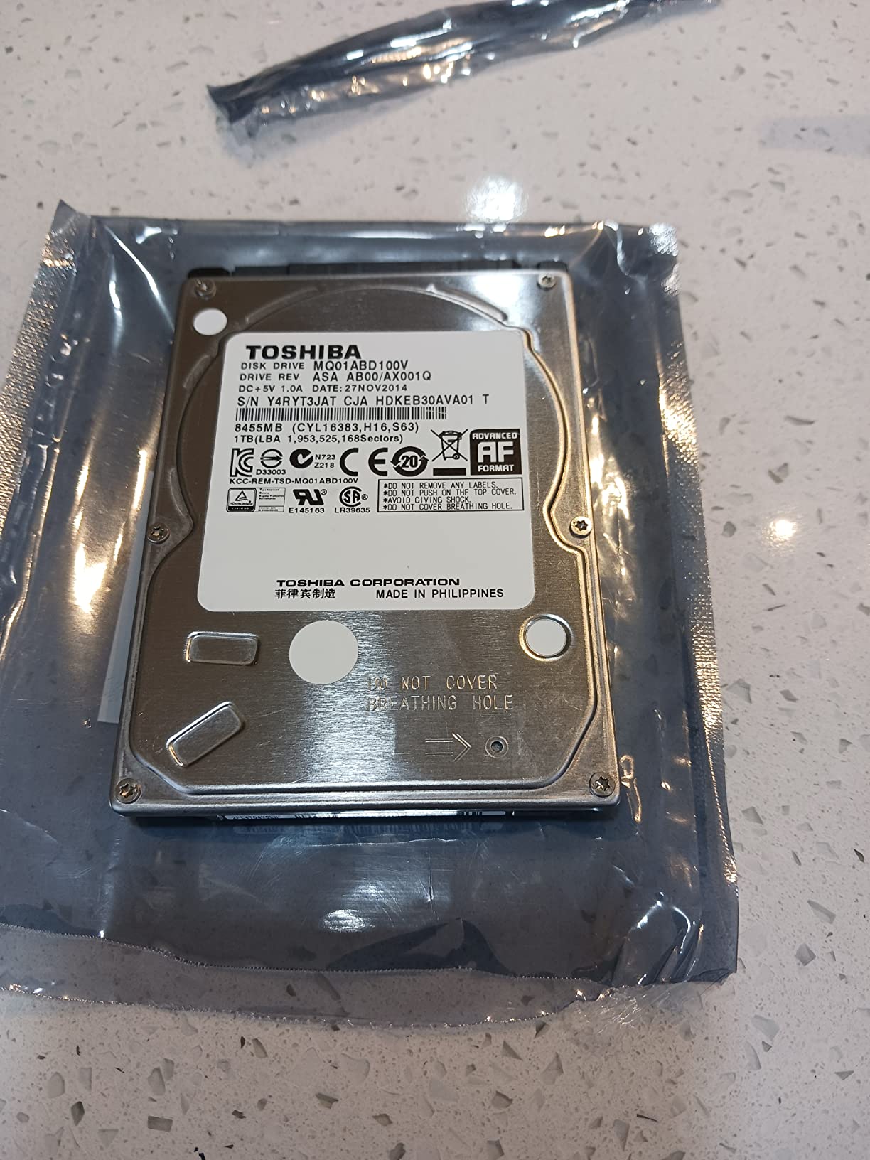 Toshiba 1TB 5400RPM 8MB Cache SATA 3.0Gb/s 2.5 inch PS3/PS4 Hard Drive - 3 Year Warranty - Customer Photo 3