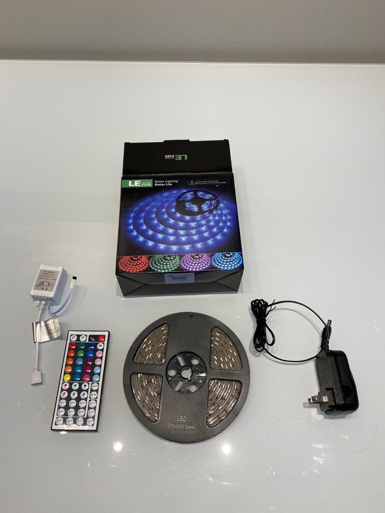 LE LED Strip Lights, RGB 5050 LED Strips with Remote Controller, Color Changing Tape Light with 12V Power Supply for Room, Bedroom, TV, Kitchen, Desk - Customer Photo 1