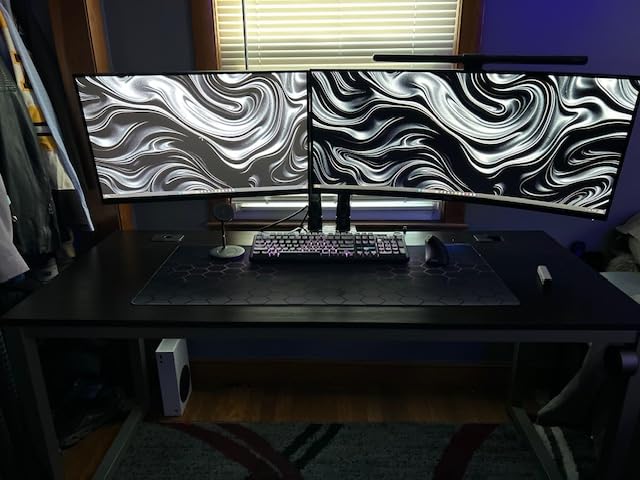 HUANUO NITROGLIDE™ Dual Monitor Stand for 13″–40″, Premium Dual Monitor Mount with USB, Height Adjustable Monitor Stand for 2 Monitors, VESA Mount with Clamp/Grommet Base, Holds 26.4lbs per Arm, HNDS7 - Customer Photo 1