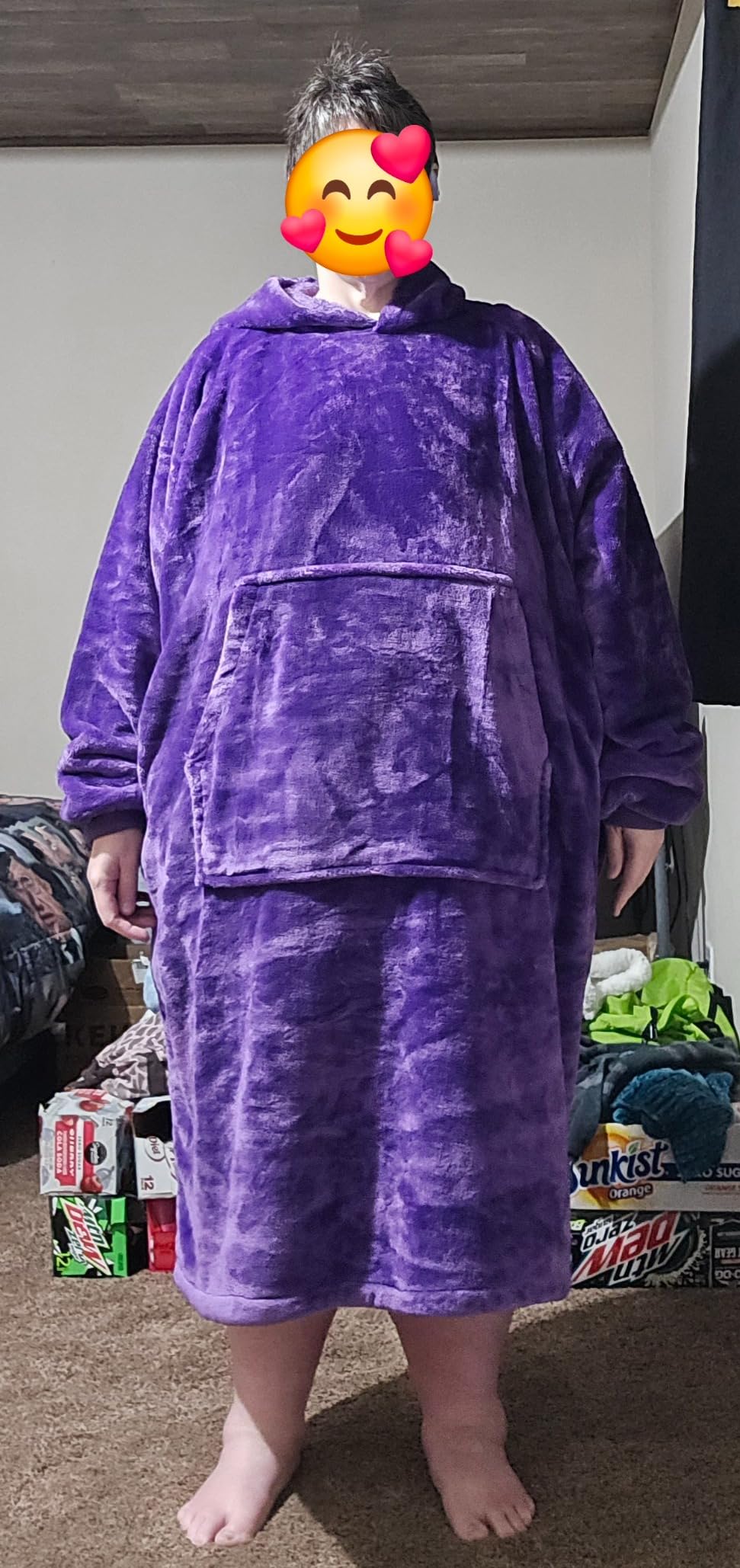 Waitu Wearable Blanket Sweatshirt Gifts for Women and Men, Warm and Cozy Giant Blanket Hoodie, Thick Flannel Blanket with Sleeves and Giant Pocket - Dark Gray - Customer Photo 1