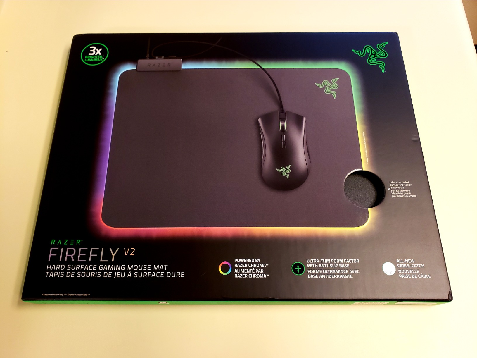 Razer Firefly Hard V2 RGB Gaming Mouse Pad: Customizable Chroma Lighting, Built-in Cable Management, Balanced Control & Speed, Non-Slip Rubber Base - Customer Photo 2