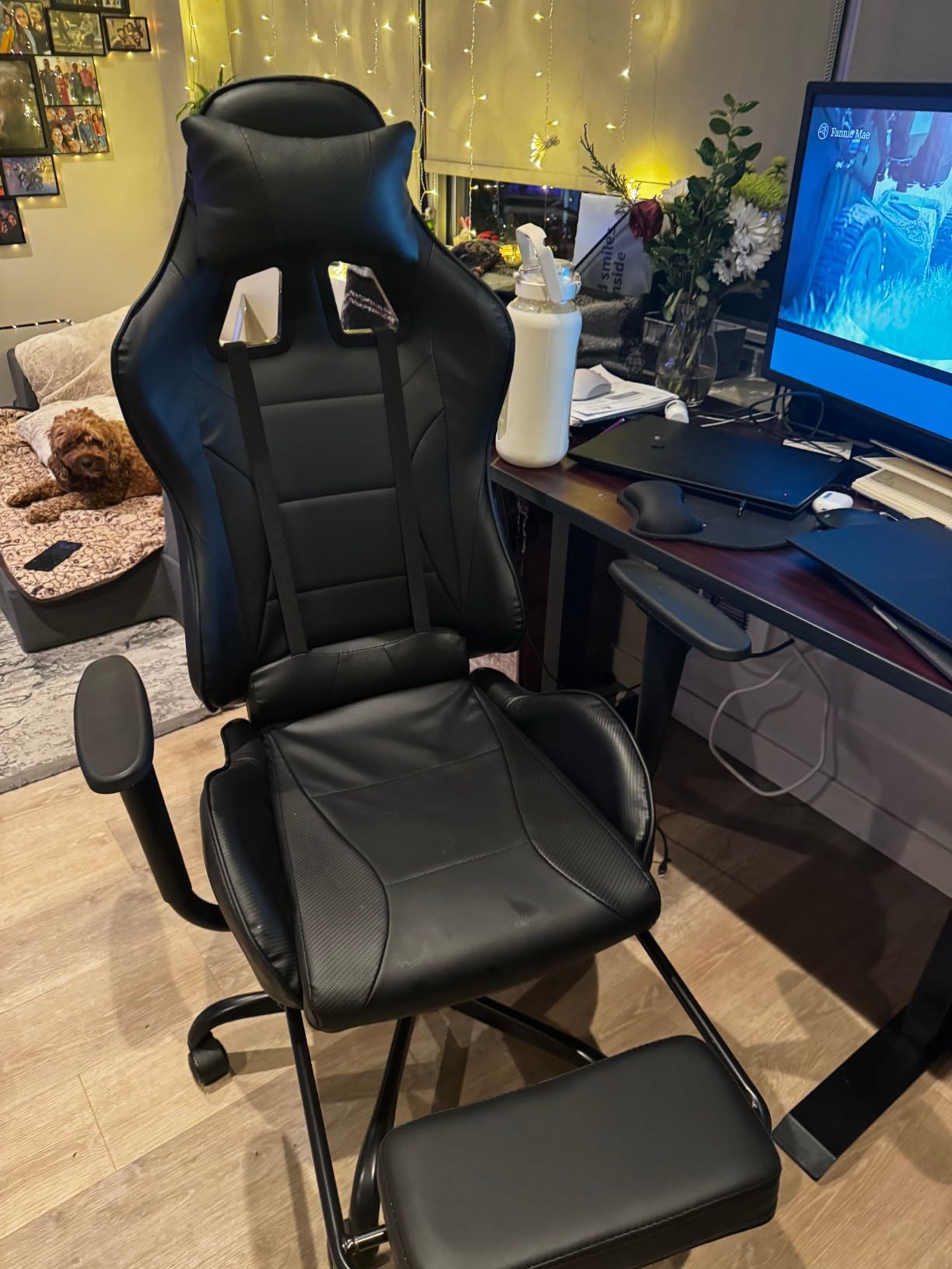Homall Gaming Chairs, Computer Chair with Footrest and Massage Lumbar Support, Height Adjustable Game Chair with Headrest and Swivel Seat (Black) - Customer Photo 1