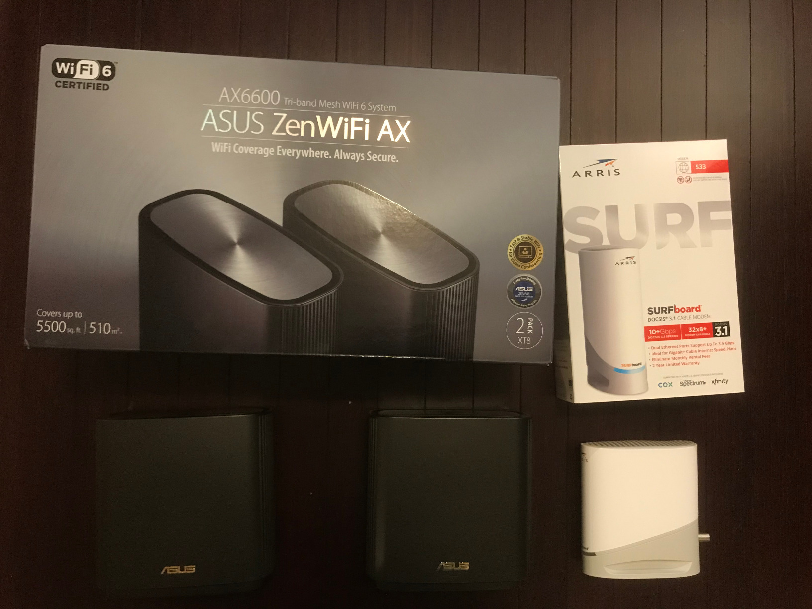 ASUS ZenWiFi AX Whole-Home Tri-band Mesh WiFi 6 System (XT8) - 2 pack, Coverage up to 5,500 sq.ft or 6+rooms, 6.6Gbps, WiFi, 3 SSIDs, life-time network security and parental controls, 2.5G port - Customer Photo 3