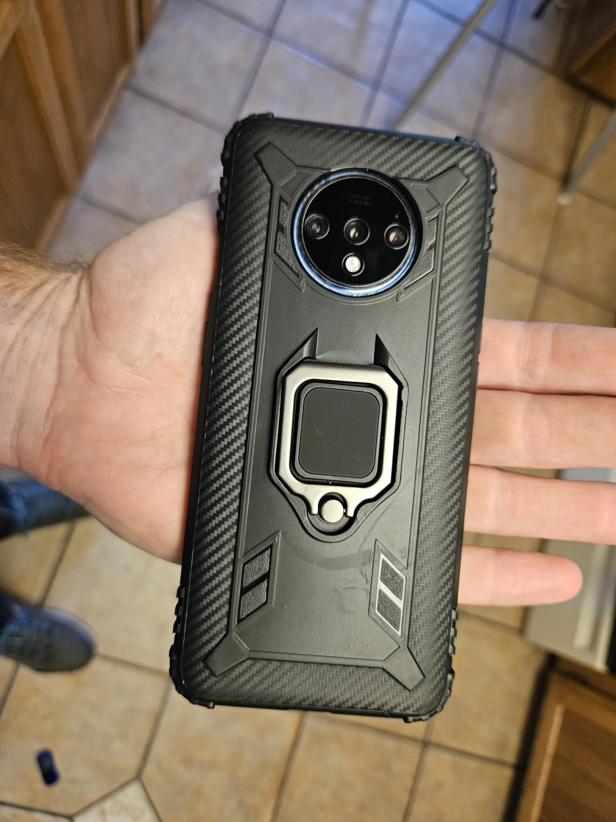 Shields Up for OnePlus 7 Pro Case | 10ft. Drop Tested | Carbon Case | Ultra Slim | Lightweight | Scratch Resistant | Shockproof Rugged Protective Cover with Kickstand for OnePlus 7 Pro/ 1+7 Pro, Black - Customer Photo 1