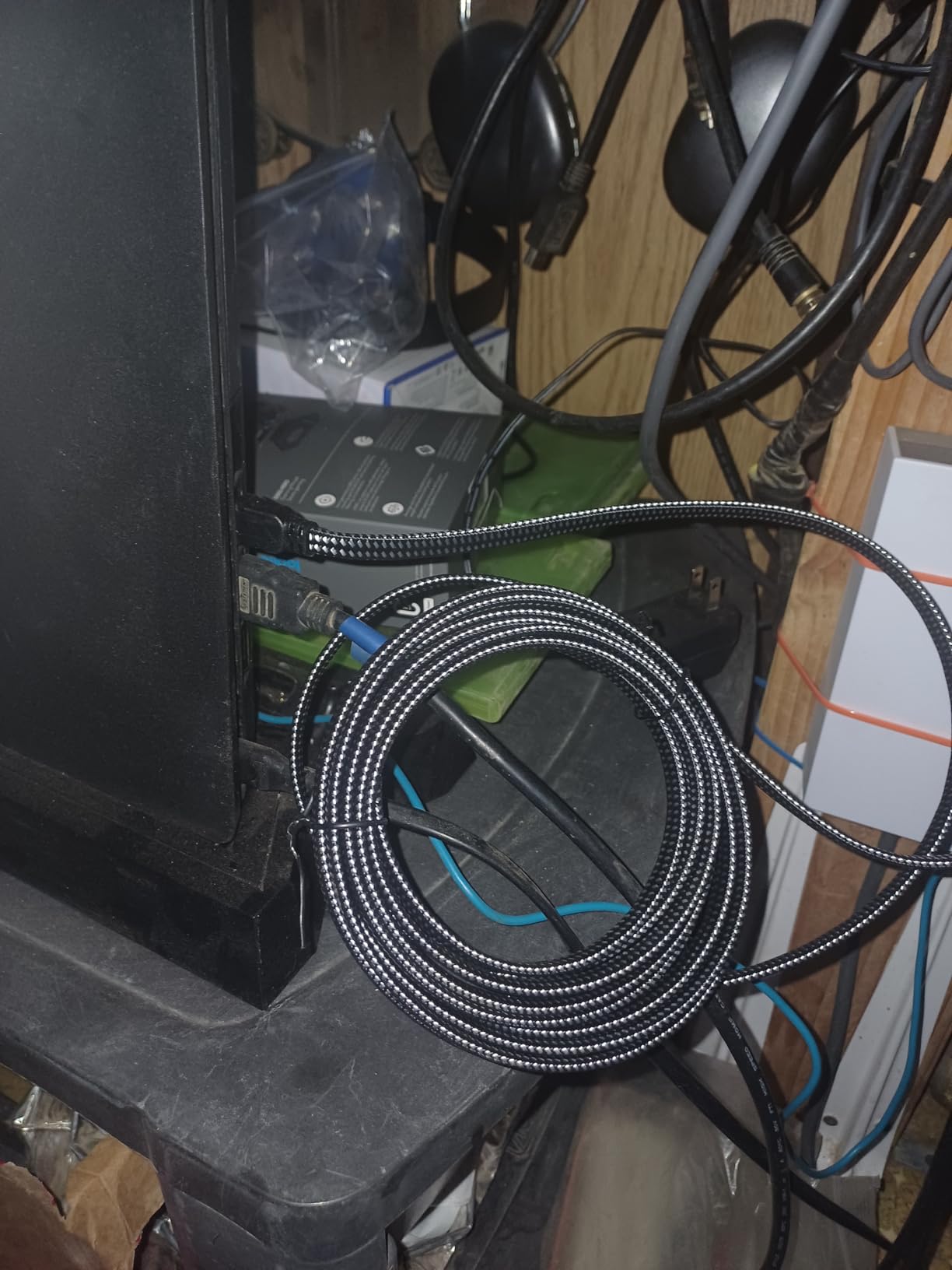 Orbram Cat 8 Ethernet Cable 15 ft, Nylon Braided High Speed Heavy Duty Network LAN Patch Cord, 40Gbps 2000Mhz SFTP RJ45 Flat Internet Cable Shielded in Wall, Indoor&Outdoor for Modem/Router/Gaming/PC - Customer Photo 1