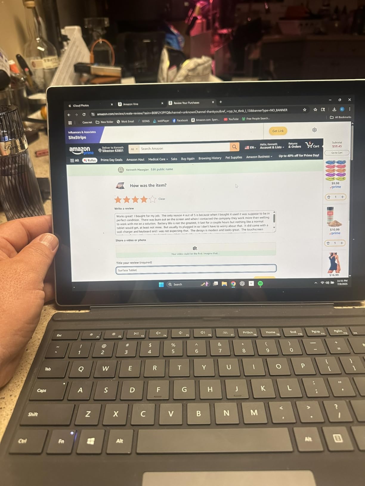 Microsoft Surface Pro 7 256GB i5 8GB RAM with Windows 10 Pro (Wi-Fi, Quad-Core i5-1035G4,) Platinum PVR-00001 (Renewed) - Customer Photo 2