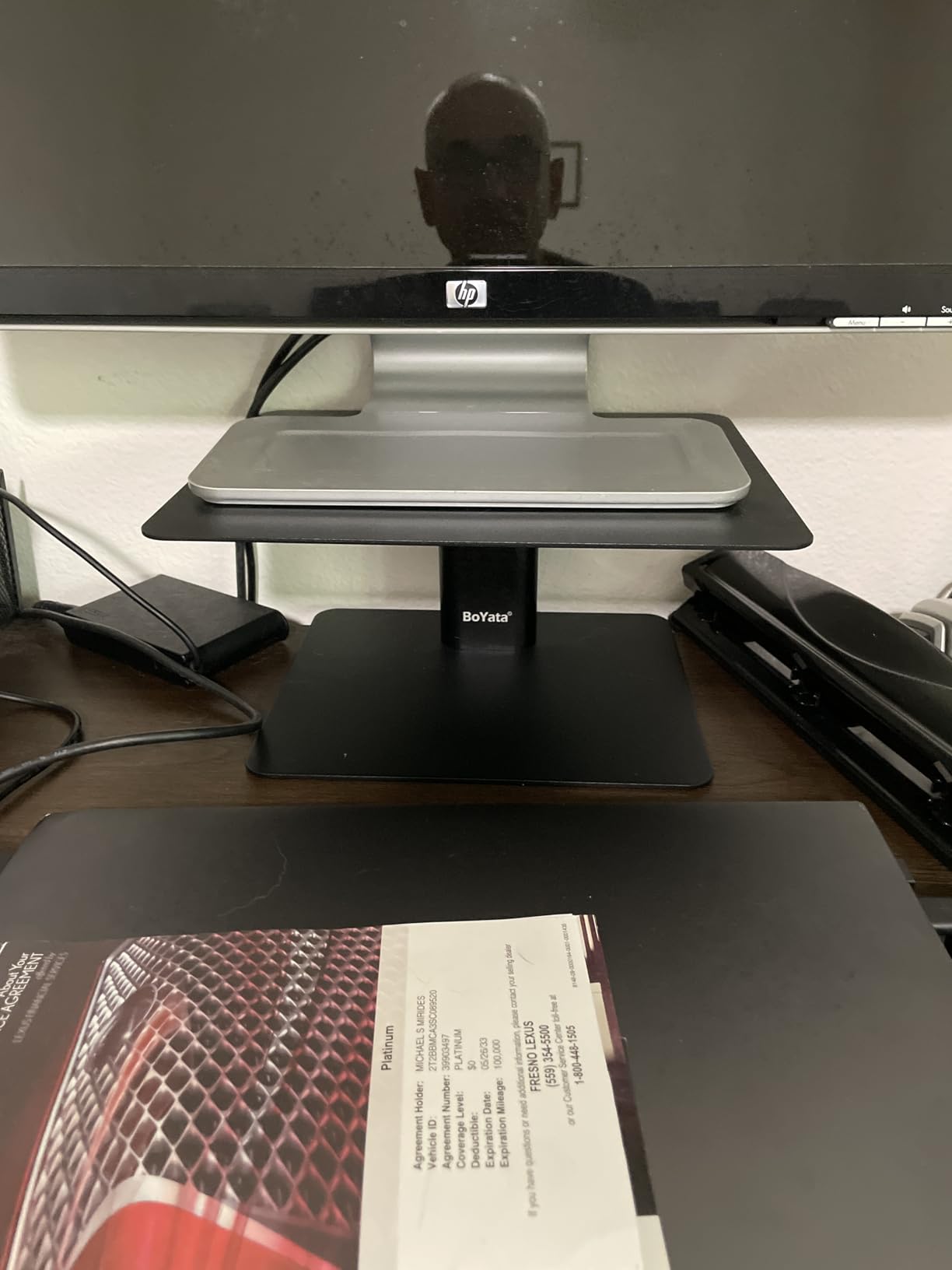 BoYata Monitor Stand, Adjustable Monitor Riser Metal Computer Stand Compatible with TV, PC, Laptop, Computer, iMac, and All Screen Display-Black - Customer Photo 2
