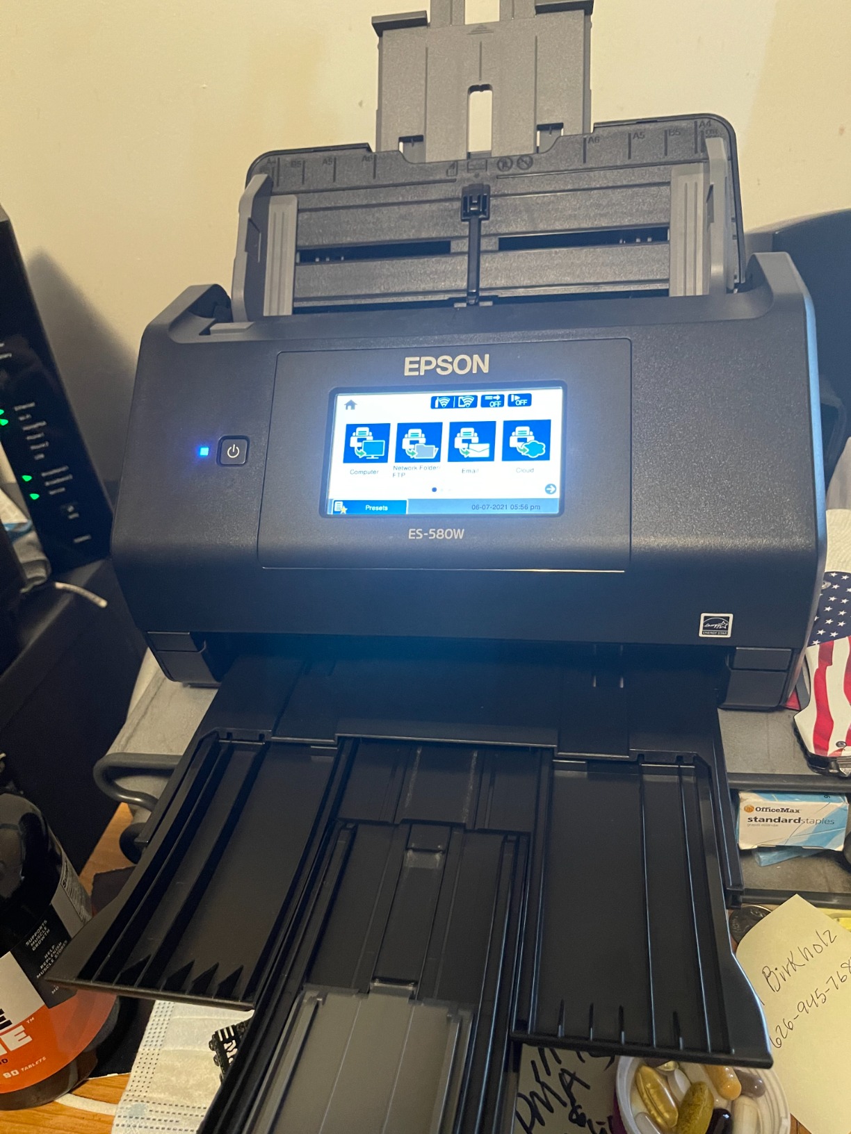 Epson Workforce ES-580W Wireless Color Duplex Desktop Document Scanner for Computers Including PC and Mac with 100 Sheet ADF Auto Feeder and Intuitive 4.3 in Touchscreen, Black customer photo 2