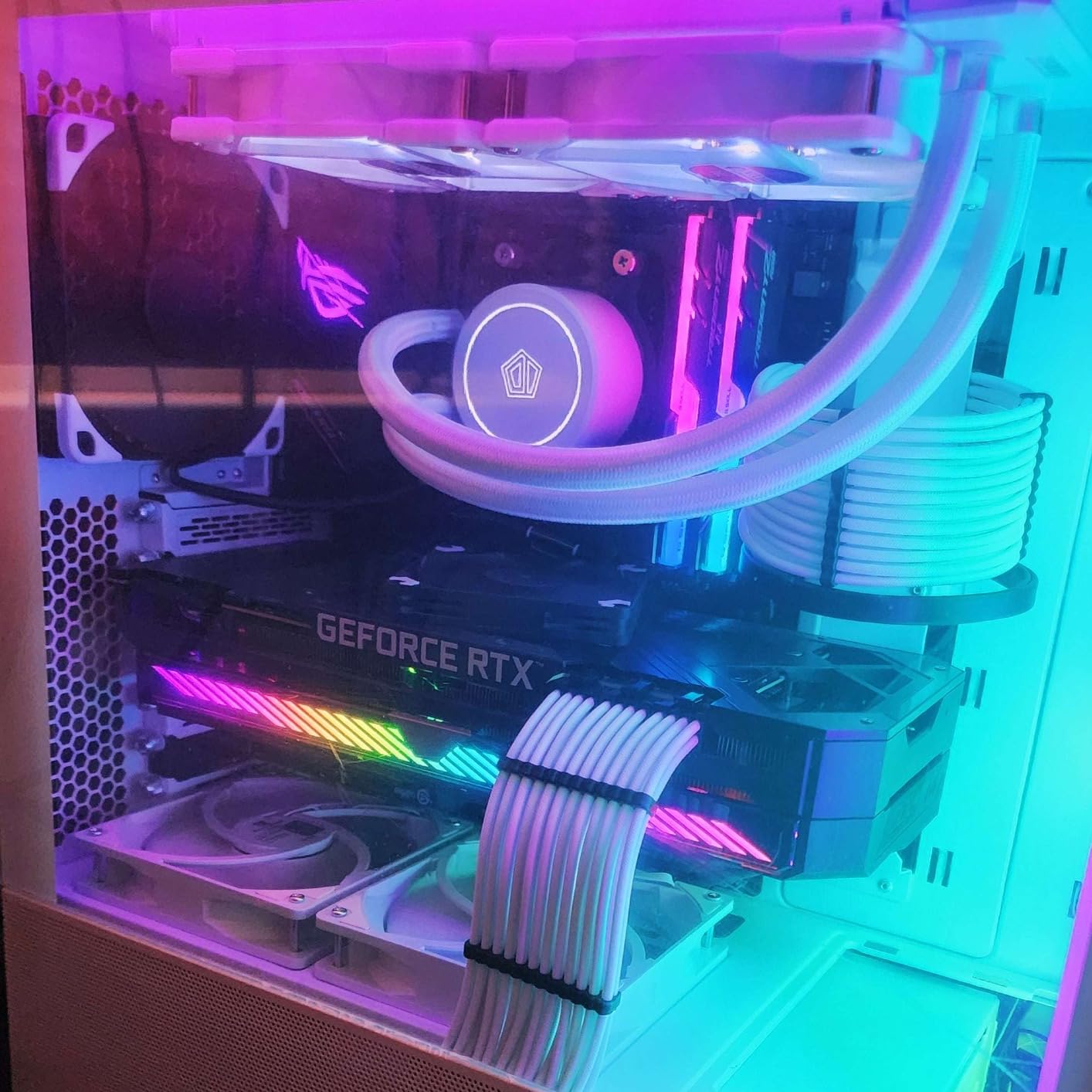EZDIY-FAB PSU Cable Extension Sleeved Custom Mod GPU PC Power Supply Soft Nylon Braided with Comb Kit 24PIN/3x 8PIN to 6+2Pin/ 2X 8PIN to 4+4PIN-300MM/11.8in - White - Customer Photo 2