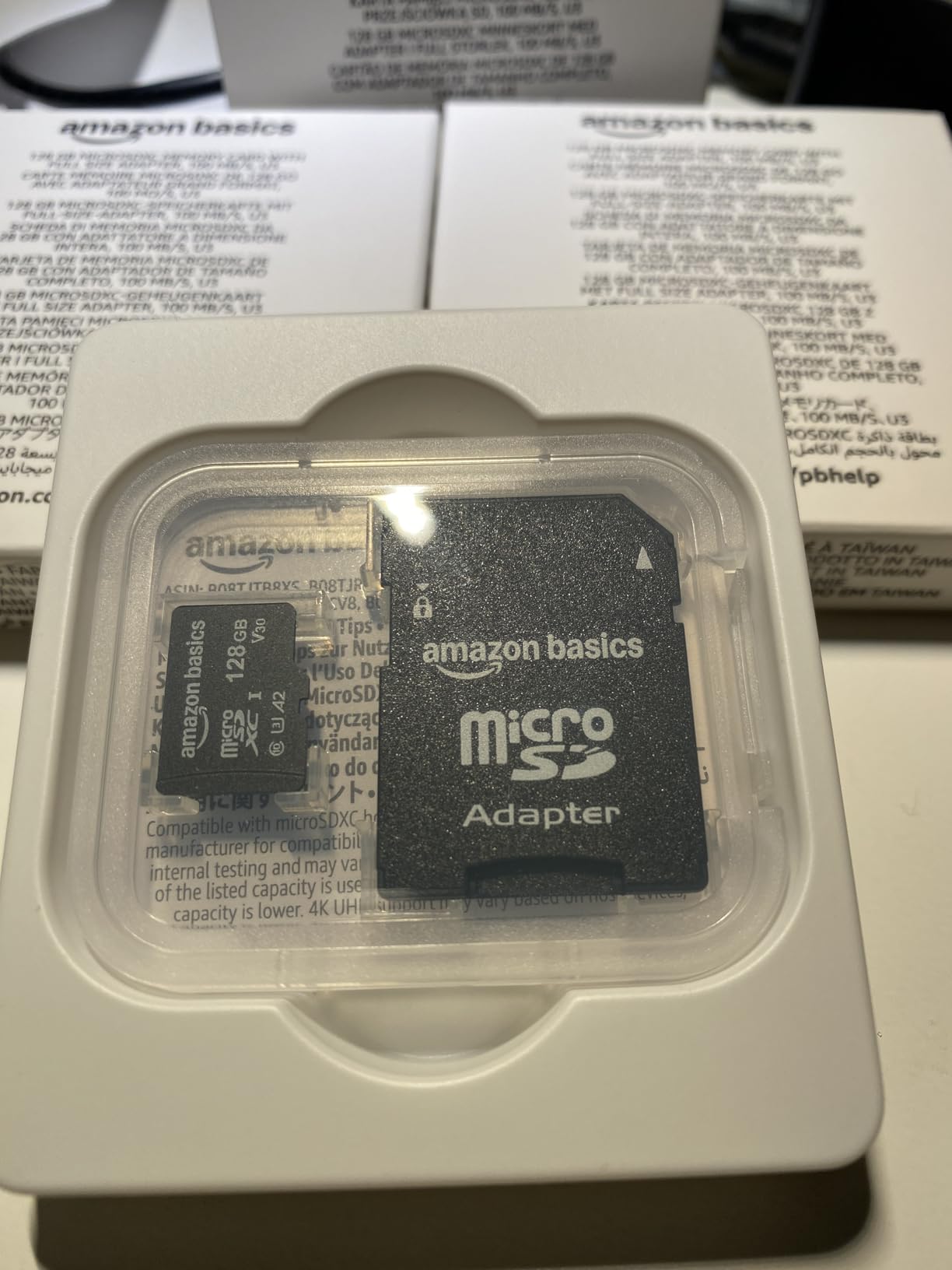 Amazon Basics Micro SDXC Memory Card with Full Size Adapter, A2, U3, Read Speed up to 100 MB/s, 128 GB, Black - Customer Photo 2