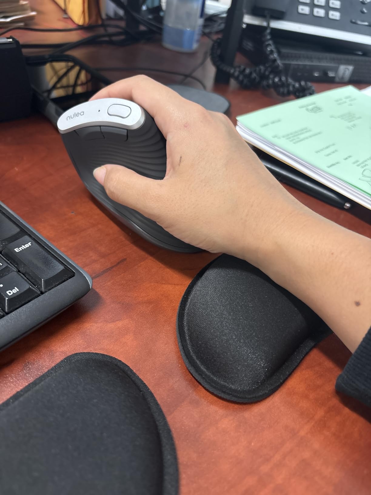 GORILLA GRIP Silky Memory Foam Wrist Rest for Computer Keyboard, Mouse, Ergonomic Design for Typing Pain Relief, Desk Pads Support Hand and Arm, Mousepad Rests, Stain Resistant, 2 Piece Pad, Black - Customer Photo 1