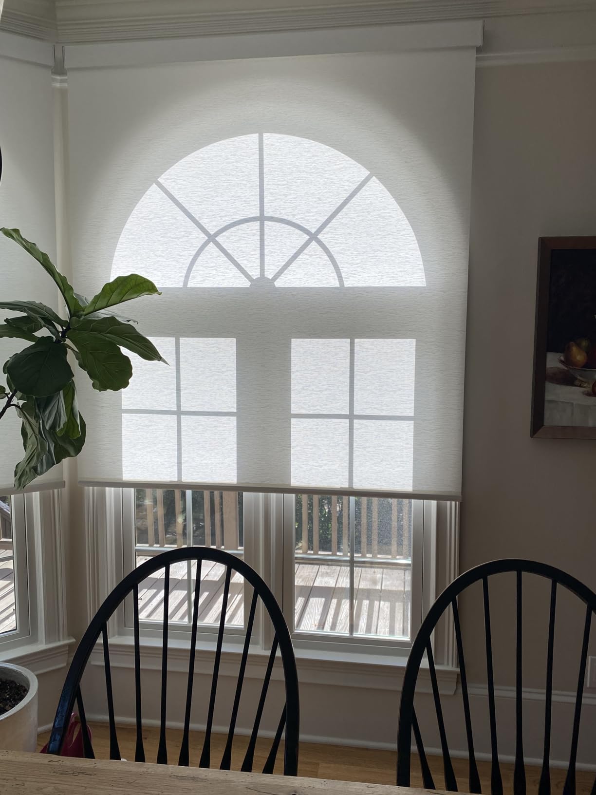 Yoolax Motorized Blinds with Remote, Light Filtering Smart Blinds Work with Alexa Google Home, Automatic Roller Shades for Indoor Windows Living Room, Custom Size (Pure White) - Customer Photo 1