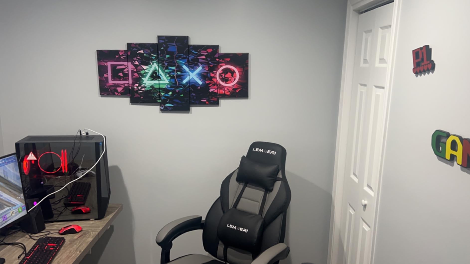 LEMBERI Big and Tall Gaming Chair 400lb Capacity, Heavy-Duty Office Chair with Reinforced Footrest, Wide Seat High Back PC Desk Chair with Linkage Armrests, Thickened Steel Frame, PU Leather, Red customer photo 1