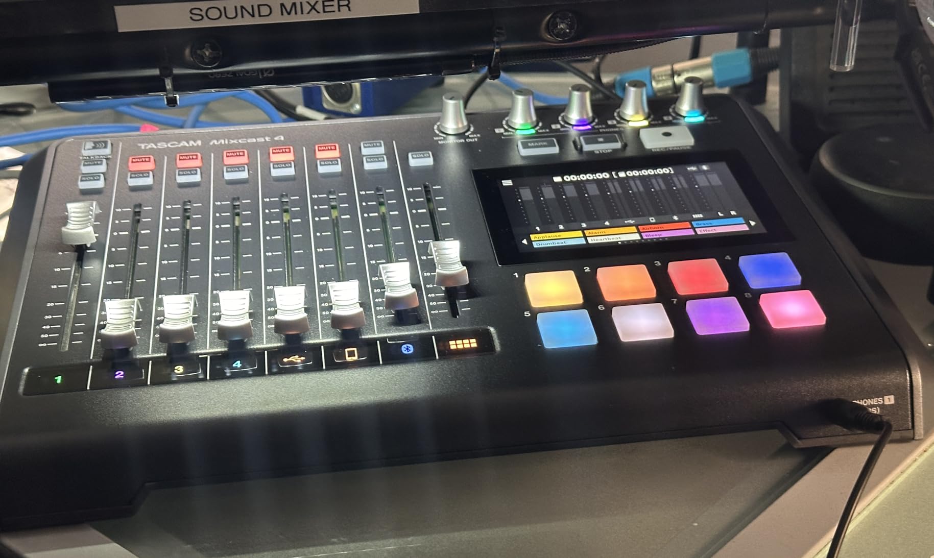 TASCAM Mixcast 4 Podcast Streaming Mixer, Recorder, and USB Audio Interface — Four XLR/TRS Mic Inputs, Touch Screen and Editing Software Included - Customer Photo 1