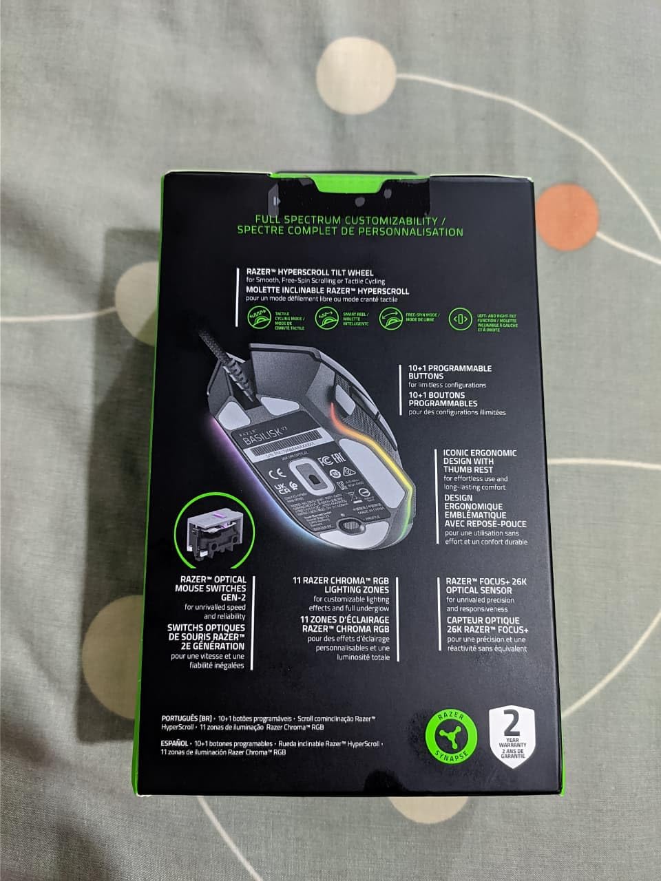 Razer Basilisk V3 Customizable Ergonomic Gaming Mouse: Fastest Gaming Mouse Switch - Chroma RGB Lighting - 26K DPI Optical Sensor - 11 Programmable Buttons - HyperScroll Tilt Wheel - Classic Black - Customer Photo 3