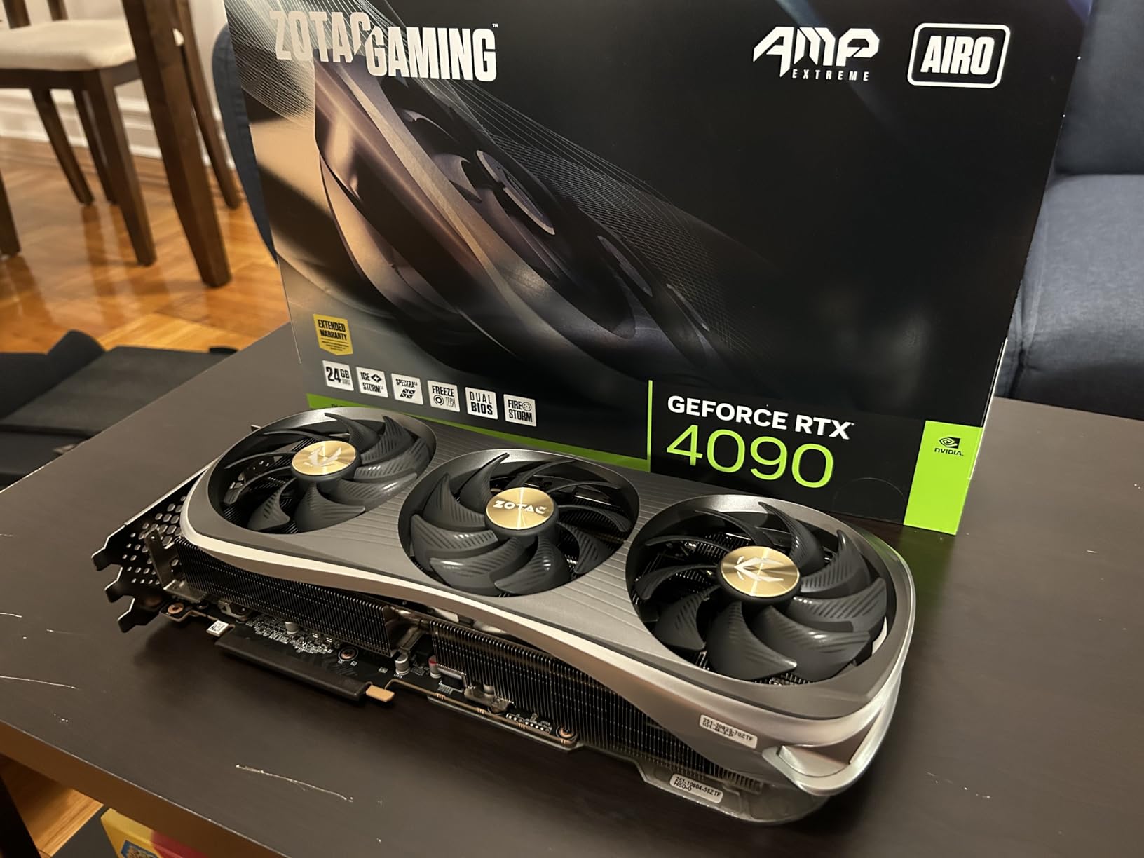 ZOTAC Gaming GeForce RTX 4090 AMP Extreme AIRO 24GB GDDR6X 384-bit 21 Gbps PCIE 4.0 Graphics Card, IceStorm 3.0 Advanced Cooling, Spectra 2.0 RGB Lighting, ZT-D40900B-10P - Customer Photo 1