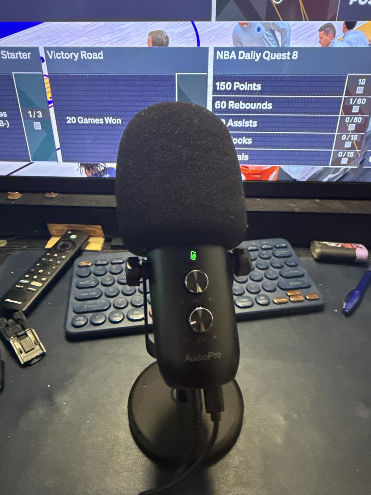 AUDIOPRO USB Microphone, Computer Condenser Gaming Mic for PC/Laptop/PS4/5, Headphone Output, Volume Control, USB Type C Plug and Play, LED Mute Button, for Streaming, Podcast, Studio Recording - Customer Photo 1
