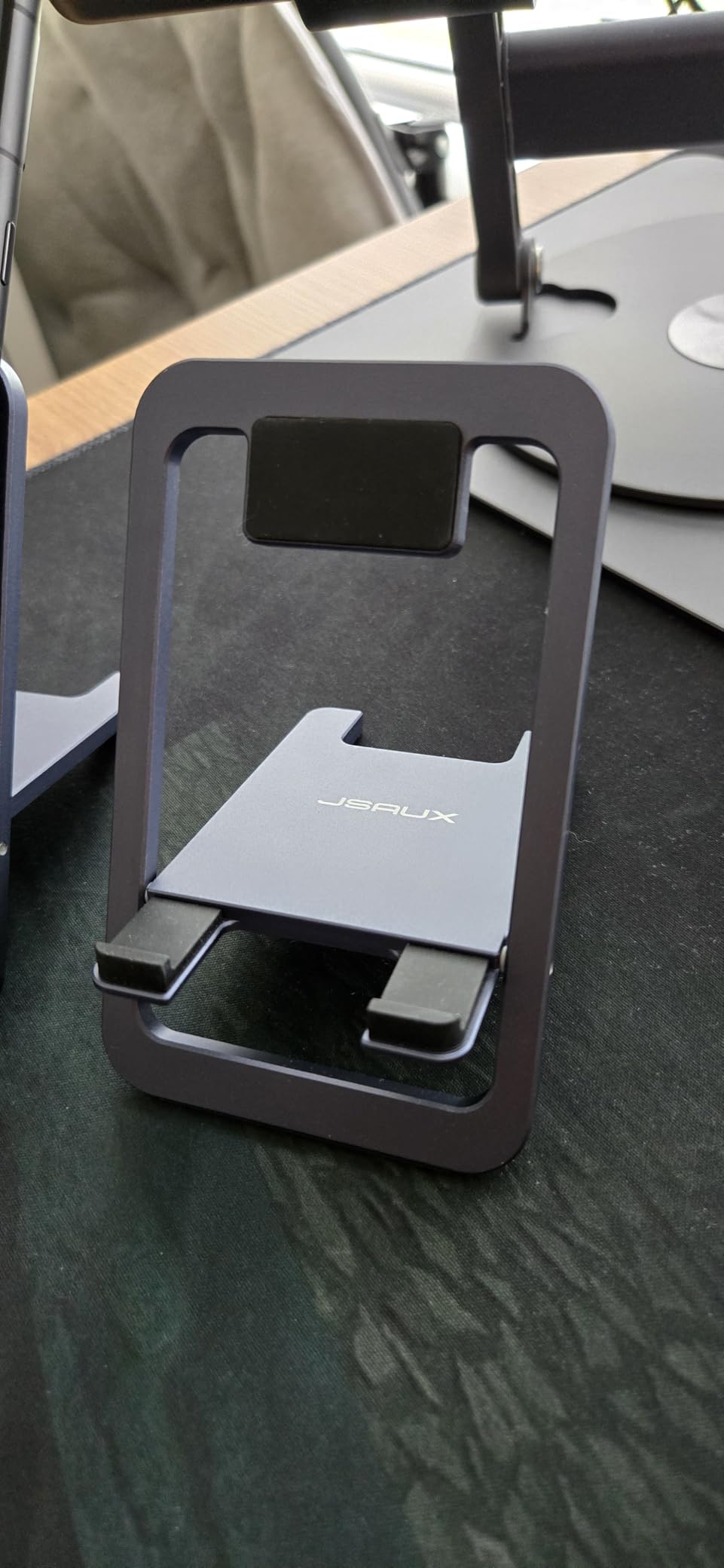 JSAUX Cell Phone Stand, Foldable Aluminum Adjustable Phone Holder for Desk Portable Travel Essentials Office Accessories for iPhone 17 16 15 14 13 Pro Max Samsung S25 S24 S23 Ultra Kindle-Gray - Customer Photo 1