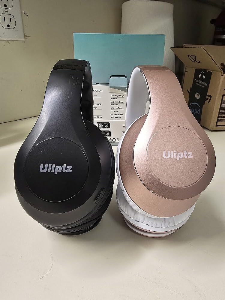 Uliptz Wireless Bluetooth Headphones, 65H Playtime, 6 EQ Sound Modes, HiFi Stereo Over Ear Headphones with Microphone, Foldable Lightweight Bluetooth 5.3 Headphone for Travel/Office/Cellphone/PC - Customer Photo 2