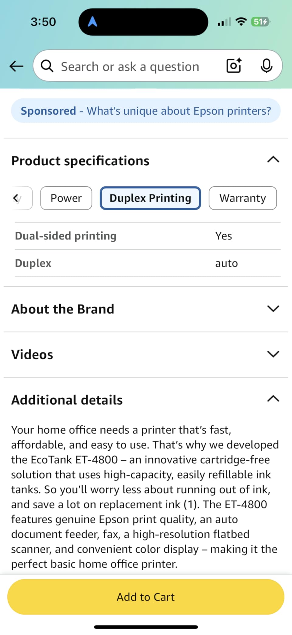 Epson EcoTank ET-4800 Wireless All-in-One Cartridge-Free Supertank Printer with Scanner, Copier, Fax, ADF and Ethernet – Ideal-for Your Home Office, White - Customer Photo 5