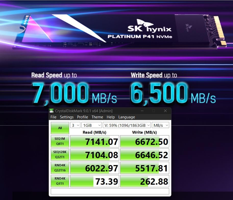 SK hynix Platinum P41 1TB PCIe NVMe Gen4 M.2 2280 Internal Gaming SSD, Up to 7,000MB/S, Compact M.2 Form Factor - Internal Solid State Drive with 176-Layer NAND Flash - Customer Photo 1