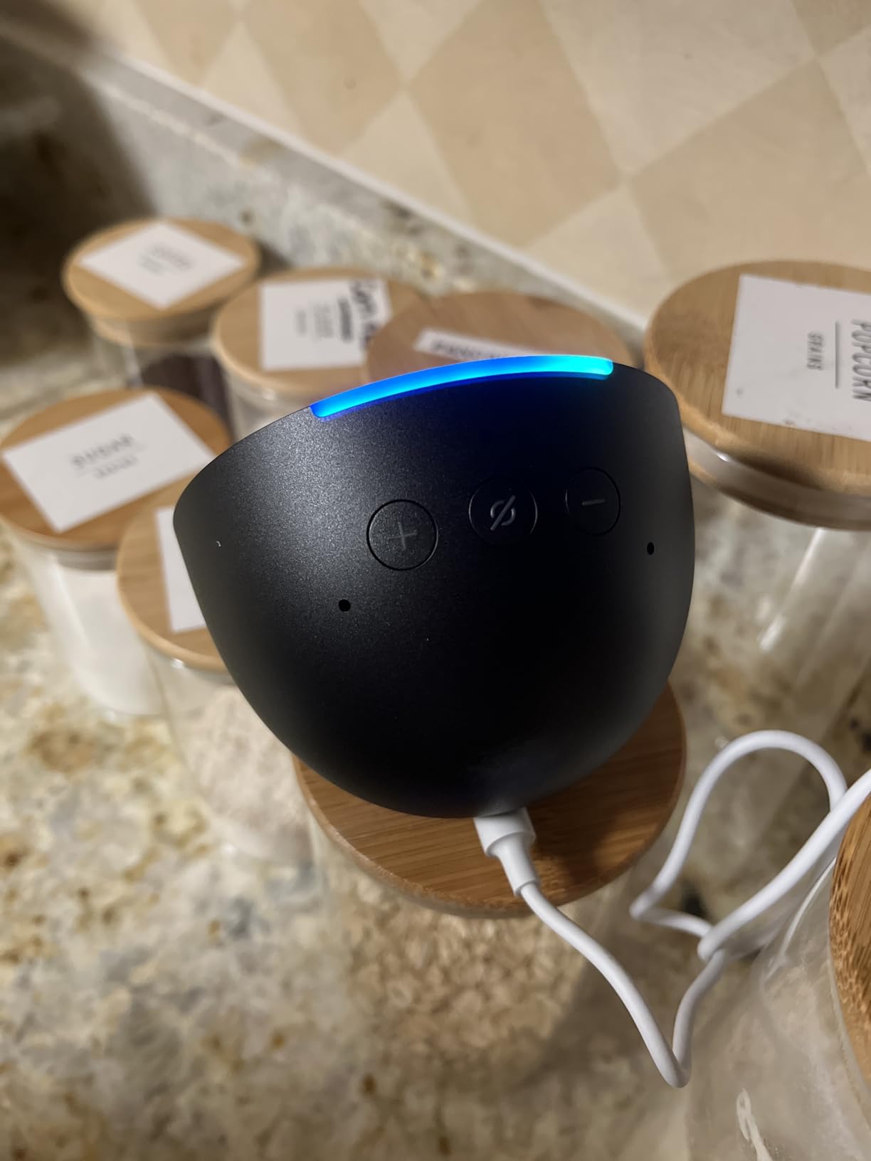 Amazon Echo Pop, Our smallest Alexa speaker, Fits in any room, Charcoal - Customer Photo 2