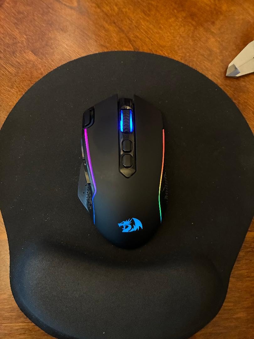 Redragon M810 Pro Wireless Gaming Mouse, 10000 DPI Wired/Wireless Gamer Mouse w/Rapid Fire Key, 8 Macro Buttons, 45-Hour Reliable Power Capacity and RGB Backlit for PC/Mac/Laptop customer photo 2