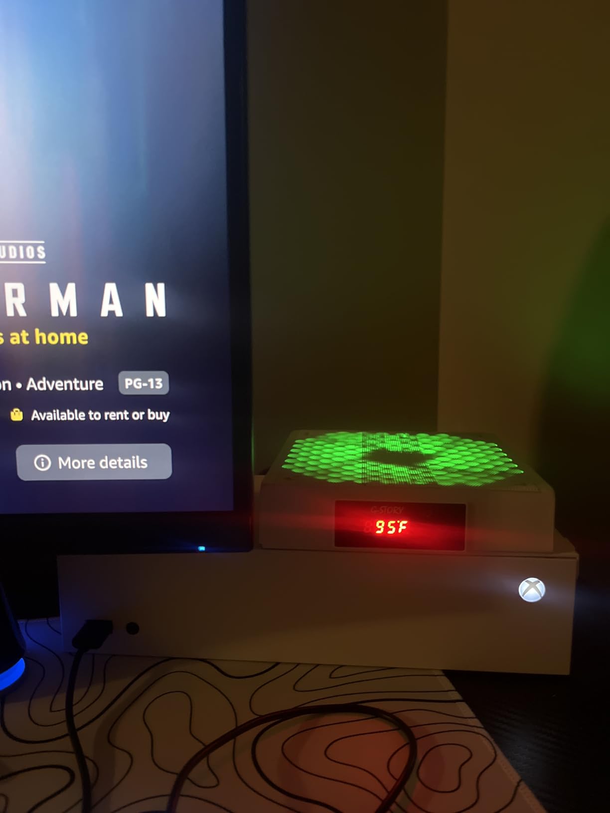 G-STORY Cooling Fan for Xbox Series S with Automatic Fan Speed Adjustable by Temperature, LED Display, High Performance Cooling, Low Noise, 3 Speed 1500/1750/2000RPM (140MM) with RGB LED (White) - Customer Photo 2