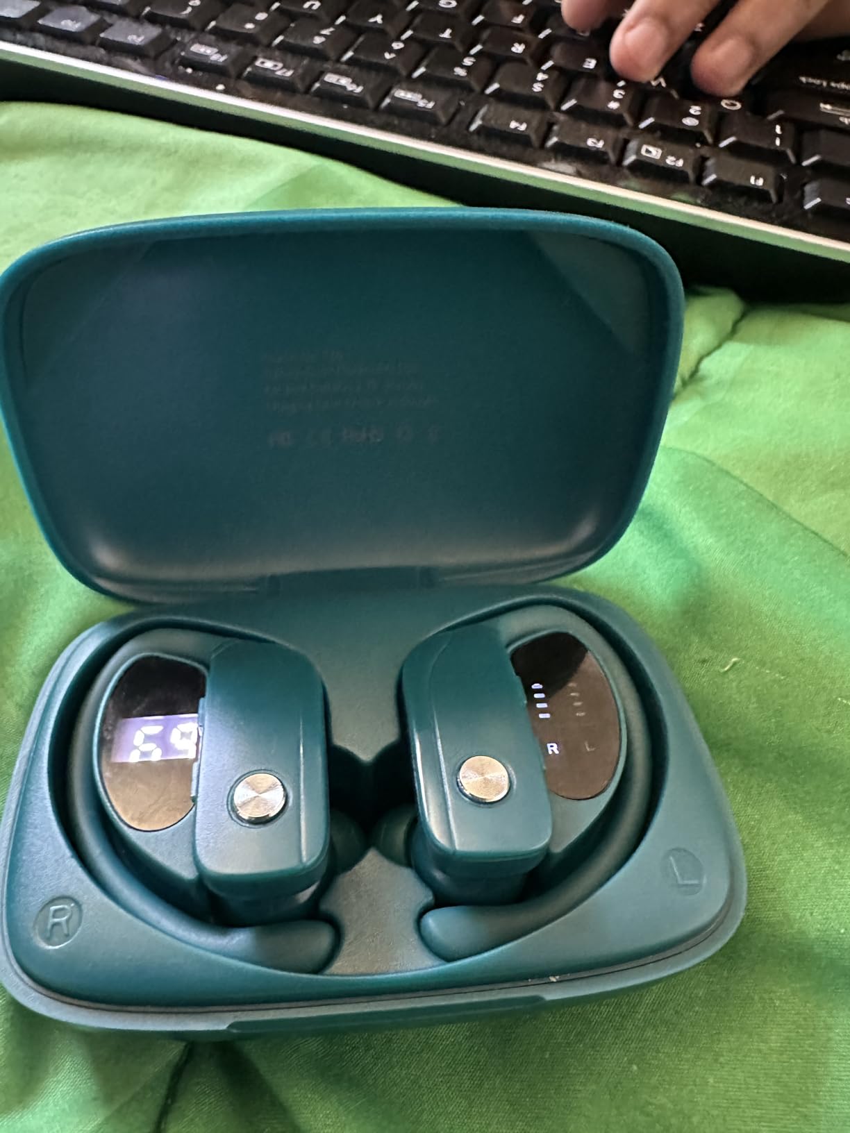 bmanl Wireless Earbuds Bluetooth Headphones 48hrs Play Back Sport Earphones with LED Display Over-Ear Buds with Earhooks Built-in Mic Headset for Workout Purple - Customer Photo 1