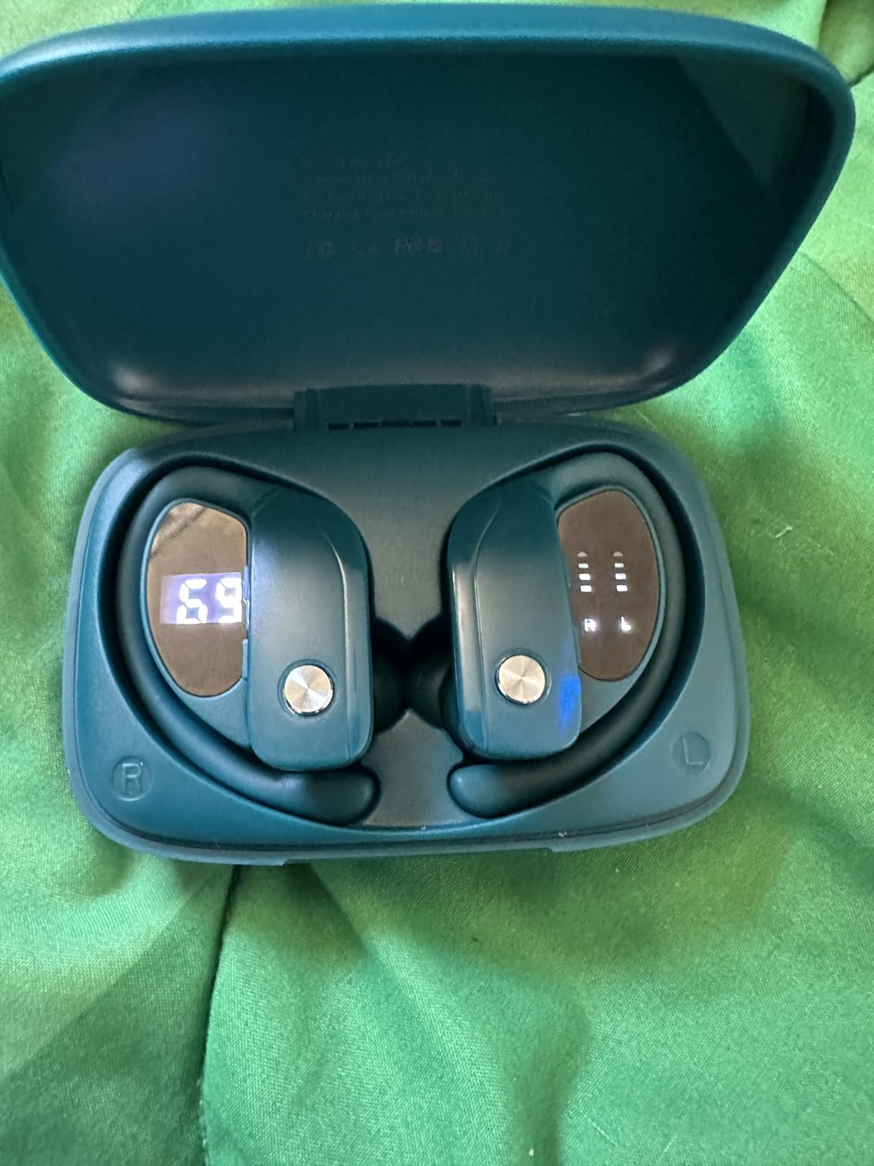 bmanl Wireless Earbuds Bluetooth Headphones 48hrs Play Back Sport Earphones with LED Display Over-Ear Buds with Earhooks Built-in Mic Headset for Workout Purple - Customer Photo 2