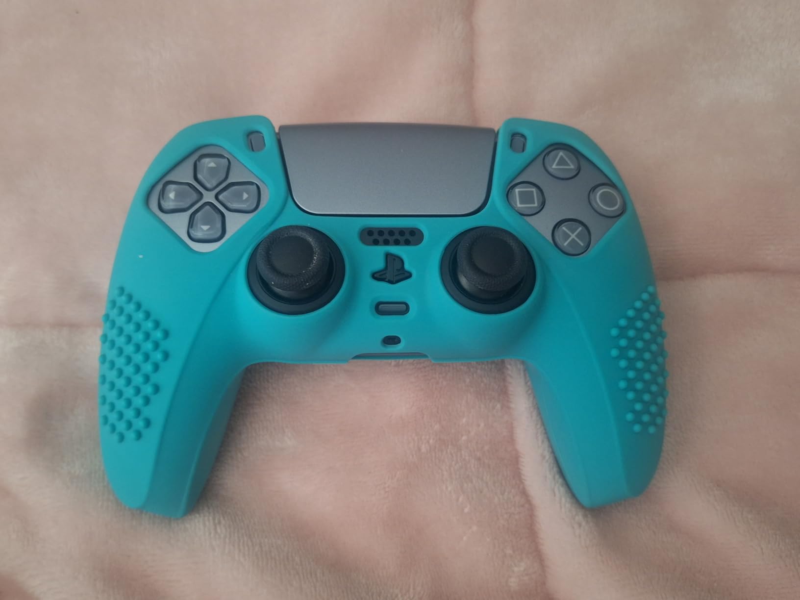 eXtremeRate PlayVital 3D Studded Edition Anti-Slip Silicone Cover Skin for ps5 Controller, Soft Rubber Case Protector for ps5 Wireless Controller with Thumb Grip Caps - Matcha Green - Customer Photo 2