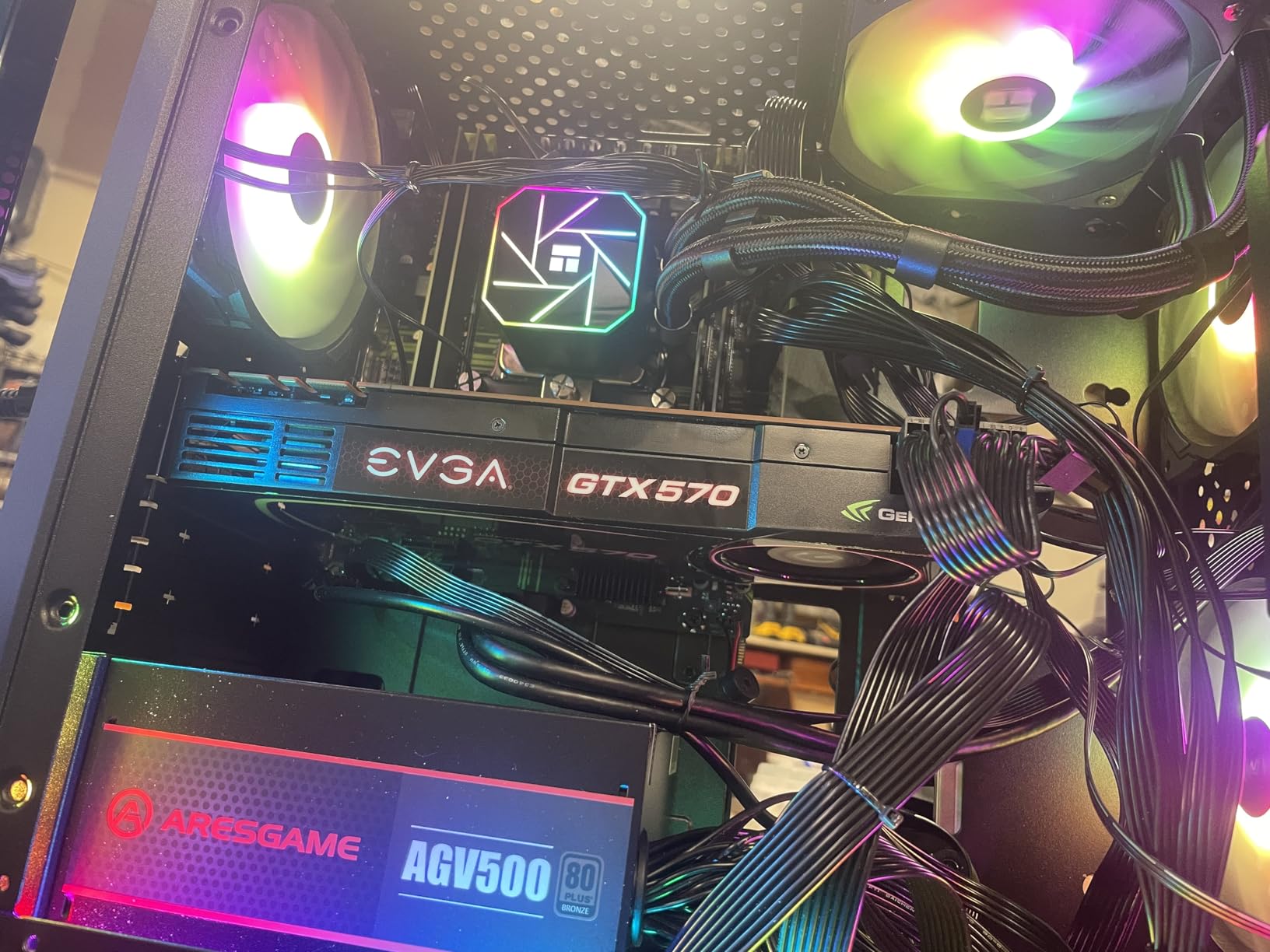 RGB Fans 5 Pack, 4-Pin PWM & 3-Pin Addressable RGB, 120mm Air Series Fans (Included ARGB Controller Hub & Remote) - Customer Photo 1