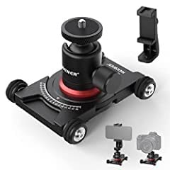 NEEWER Camera Slider Dolly with Ball Head & Phone Clamp,4 Wheeled Tabletop Dolly Manual Skater with 360° Panorama Compatible with DSLR Camera Video Camcorder GoPro iPhone and Android Smartphone, SD001 - Customer Photo 3