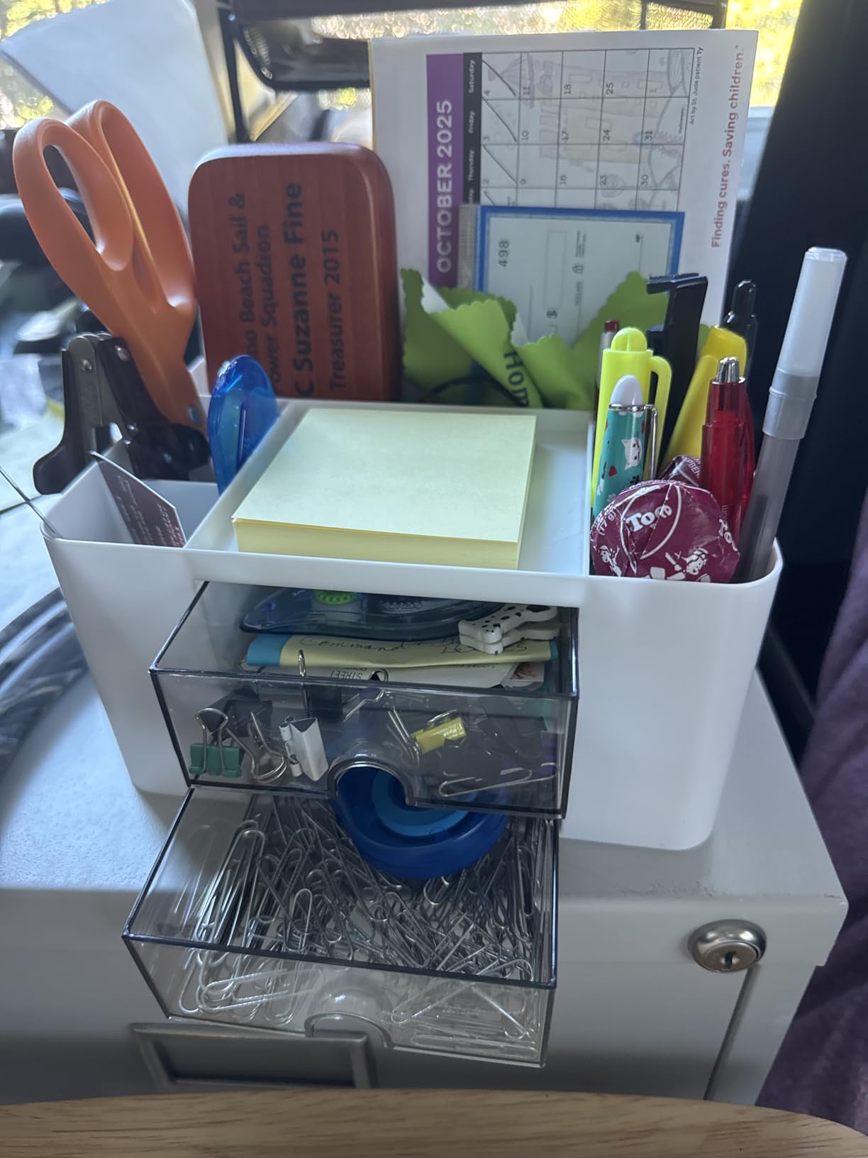 Marbrasse Pen Organizer with 2 Drawer, Multi-Functional Pencil Holder for Desk, Desk Organizers and Accessories with 5 Compartments + Drawer for Office Art Supplies (White) customer photo 1